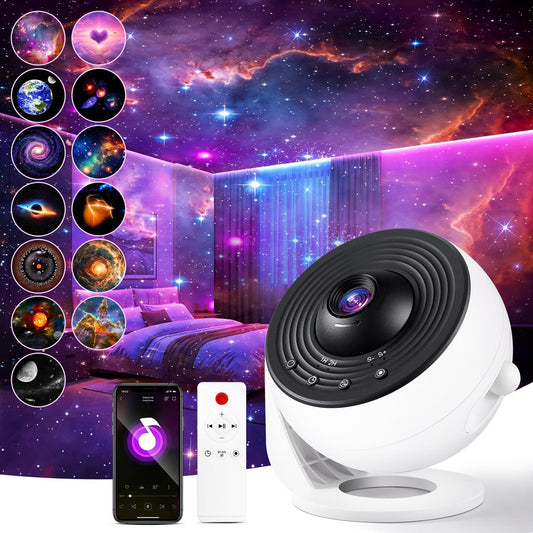 Galaxy Projector for Bedroom【Pro Max】, Upgraded 4K HD Planetarium Projector with 13Film Discs, 15White Noise Machine&Bluetooth Speaker Star Projector,Remote,Room Decor Gifts for Adults Kids