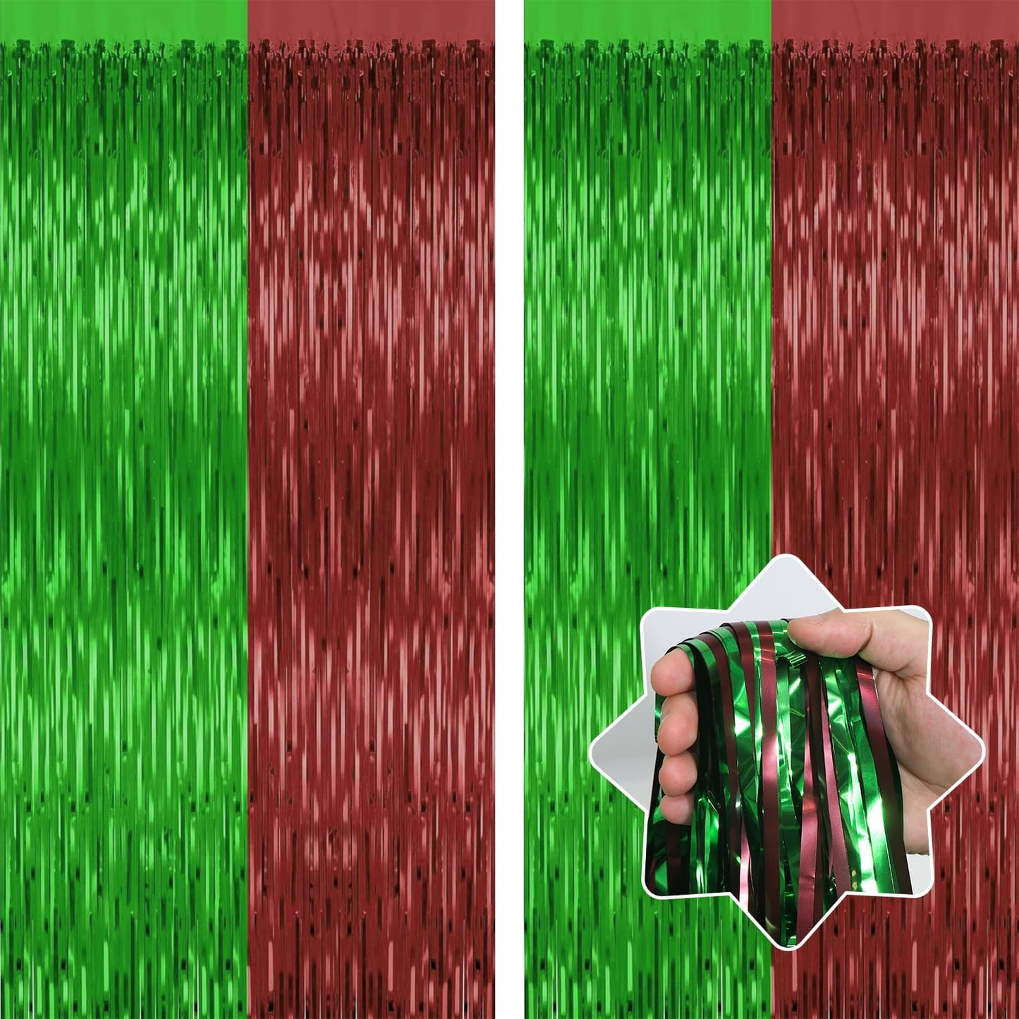 2 Pack Football Party Decorations,3.28 Ft x 6.56 Ft Football Tinsel Backdrop,Brown Green Foil Fringe Curtains Metallic Party Streamer Birthday Party Decorations Sports Background