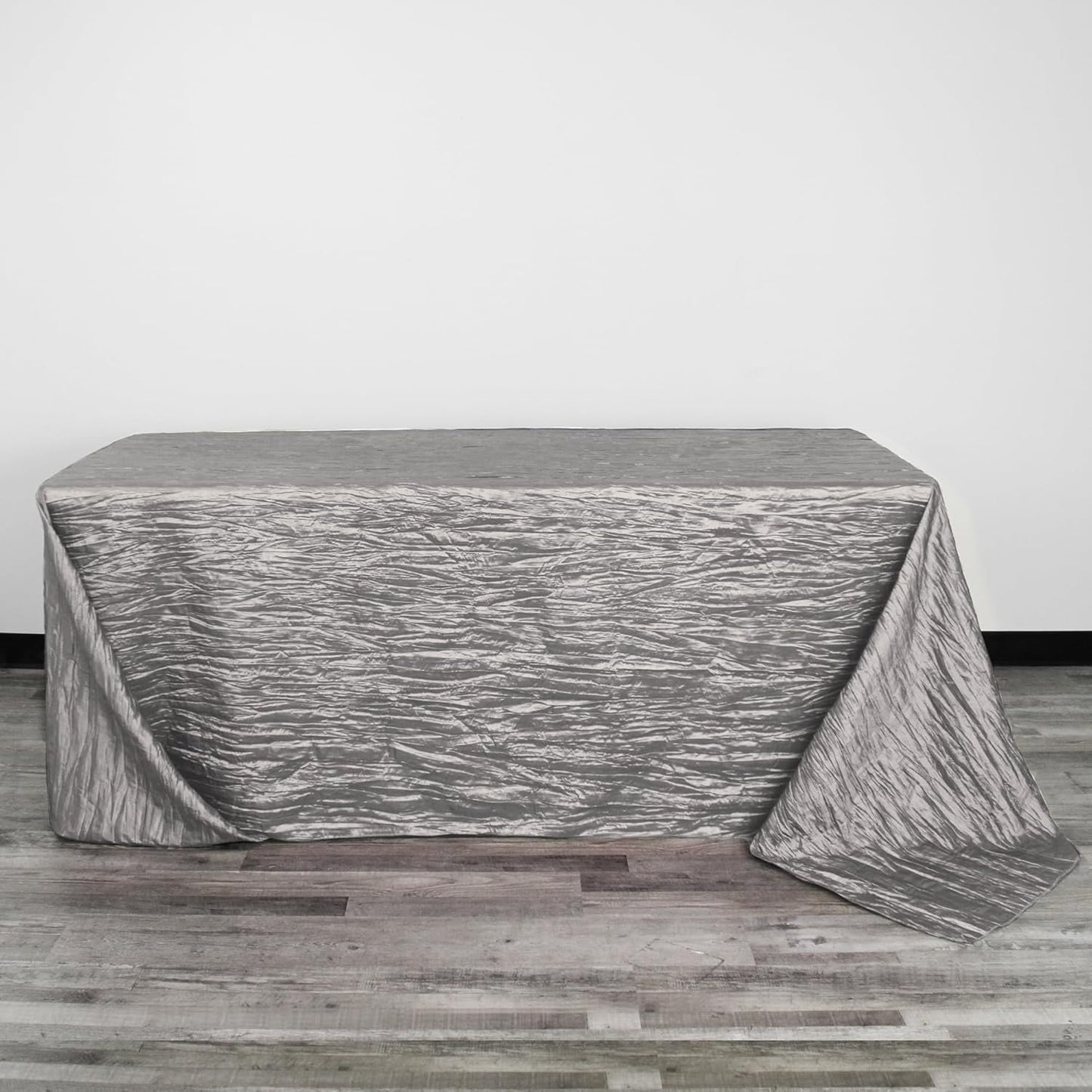 YOUR CHAIR COVERS - 90 x 132 Inch - 6 ft Dark Silver/Platinum Rectangular Crinkle Taffeta Tablecloth – Elegant Table Linen for Banquet Tables, Weddings & Events