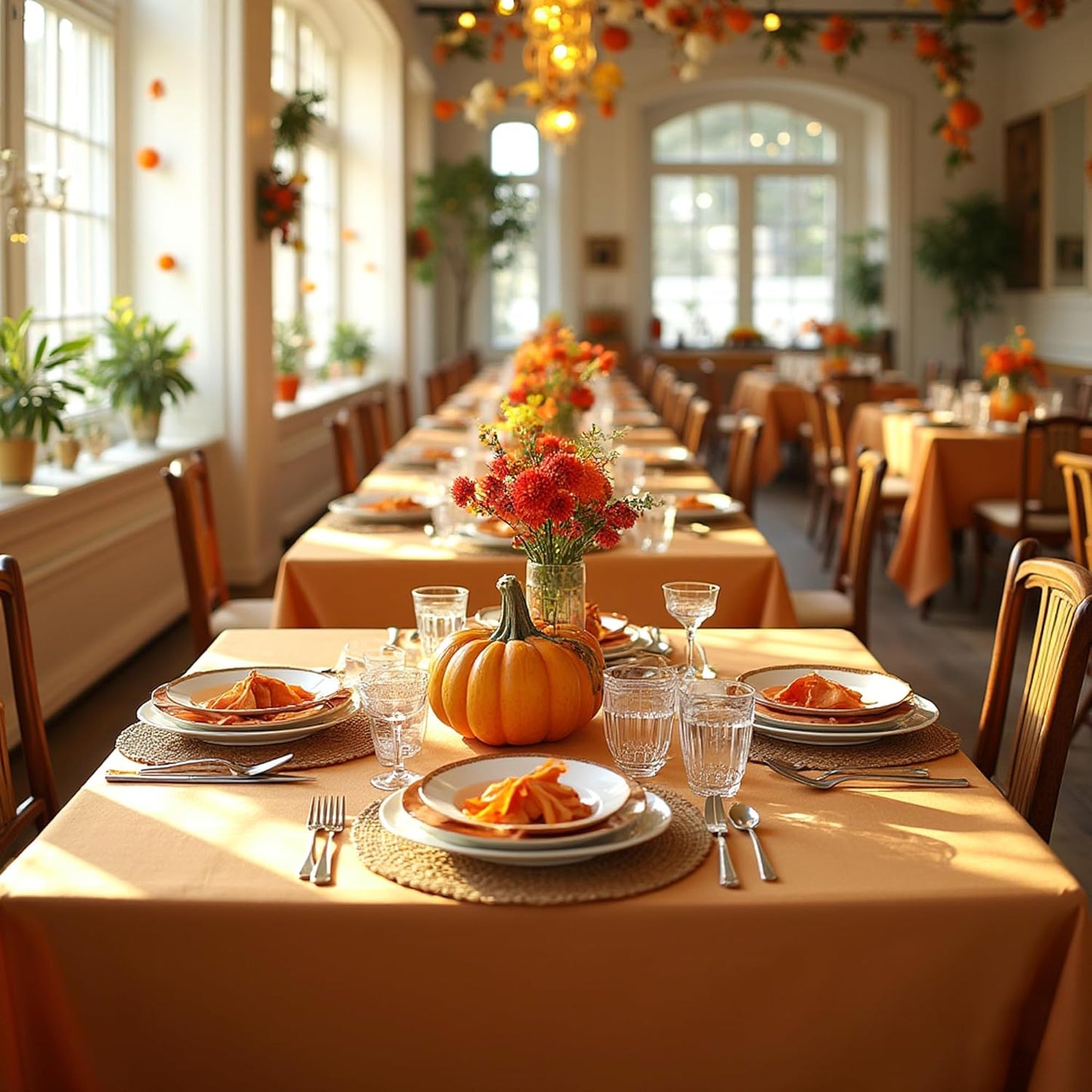 sancua Square Tablecloths 85x85 Inch Bronze - Fabric Fall Table Cloth for Square or Round Tables, Washable Polyester Table Cover for Thanksgiving Dinner, Holiday Party, Decorative Display Tables