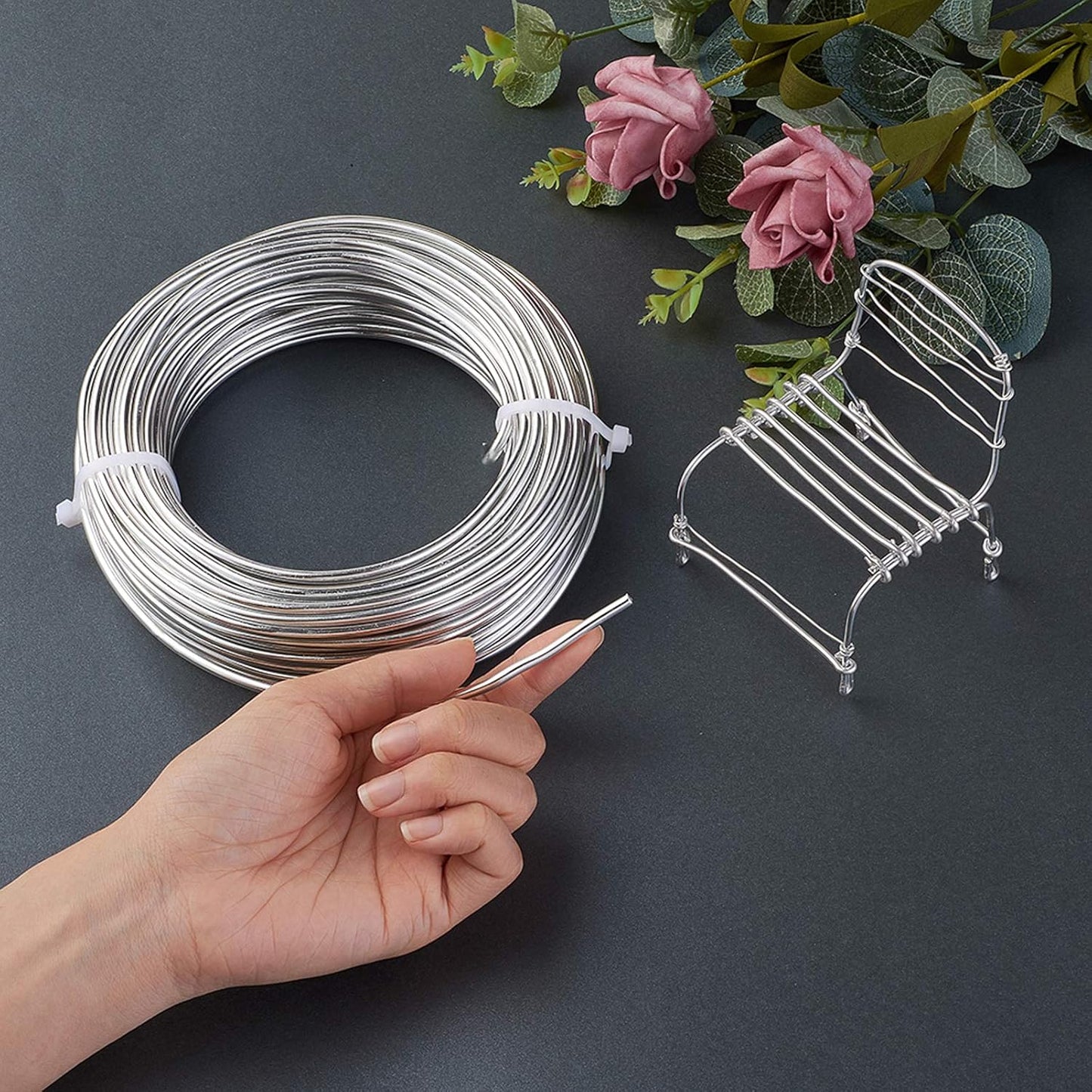 Fashewelry 65.6 Feet 3.5mm Aluminum Wire Silver Bendable Metal Craft Wire for Beading Jewelry Craft Making