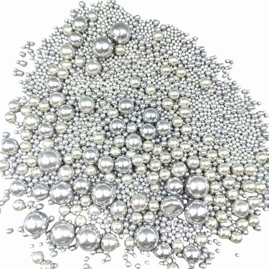 Edible Pearl Sugar Sprinkles Silver Candy Mixing Size Baking Edible Cake Decorations Cupcake Toppers Cookie Decorating Celebrations Wedding Valentines Easter Halloween Christmas Supplies 120g/ 4.23oz