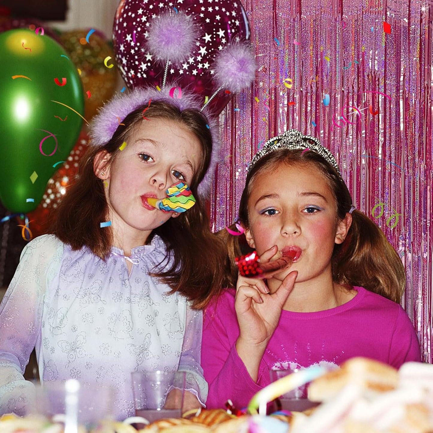 Tinsel Curtain Party Backdrop Pink Birthday Decorations 10 Packs Glitter Foil Fringe Curtain Party Decor Streamers Photo Booth for Birthday Christmas Wedding Halloween Graduation Decorations