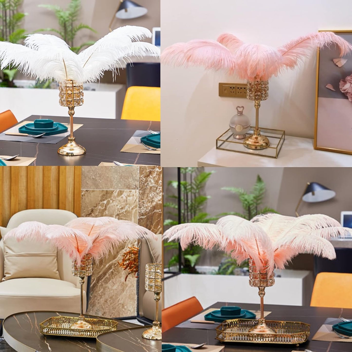 Happy Feather 16-18 inch Pink Ostrich Feathers Cratfs for Wedding Party Centerpieces Home Decoration DIY Craft Pack of 10