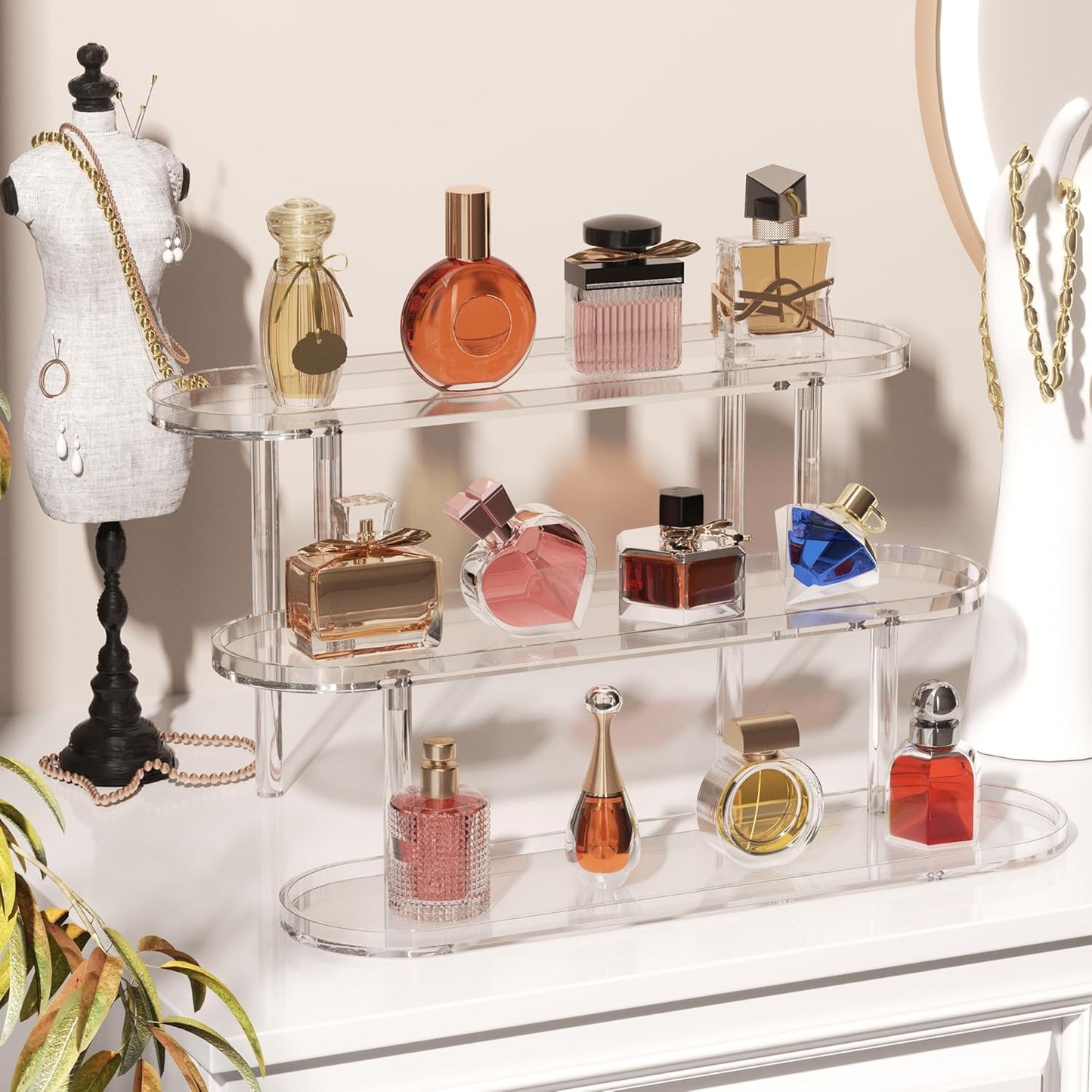 Acrylic Risers Display Stand, Clear Perfume Organizer, Clear Cupcake Stand Holder, Dessert Display for Party, Display Shelf for Cologne Skincare 𝐚𝐦𝐢𝐢𝐛𝐨 Funko-POP Figure Collection