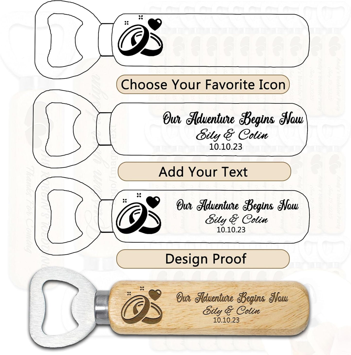 15-100PCS Custom Bottle Openers Bulk, Beer Bottle Opener with Wooden Handle, Engraved Groomsmen Gifts, Wedding Favors, Birthday Favors, Gift for Wedding, Party, Bar, Home, Kitchen, Restaurant