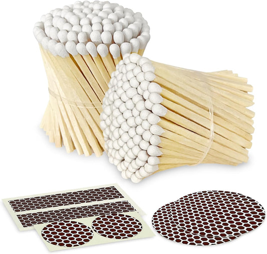 2" Classic White Tip Safety Matches | 200+ Bulk Artisan Matchsticks with Bumble Striker Stickers by Thankful Greetings, Decorative Candle Lighting Accessories, Unique for Home Decor, Gifts, & Events