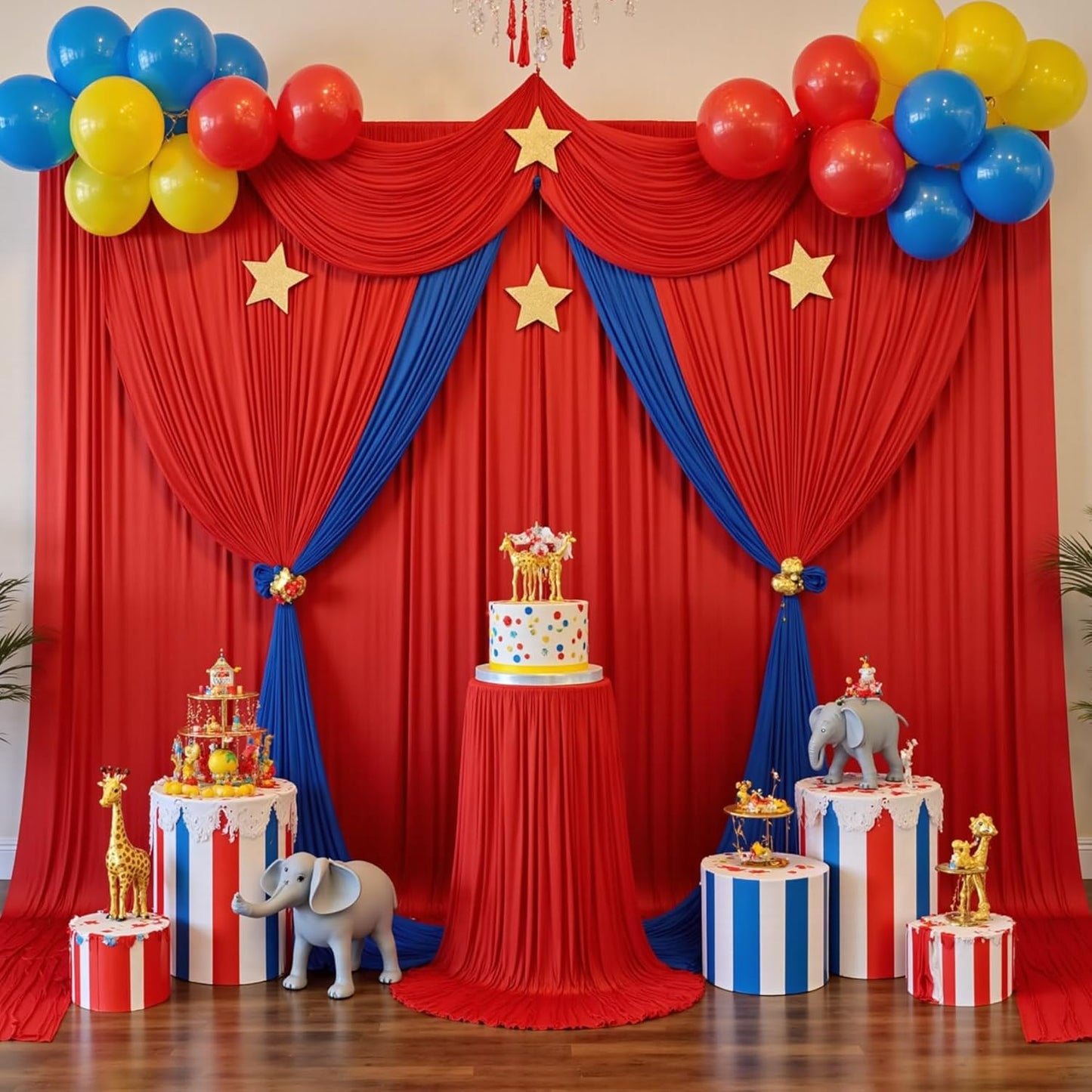 10 Panels 5x10ft Red Backdrop Curtains for Parties, Wrinkle Free Red Photo Backdrop Drapes Back Drop Cloth for Wedding Birthday Photography Baby Shower Background Decor, 50ftx10ft