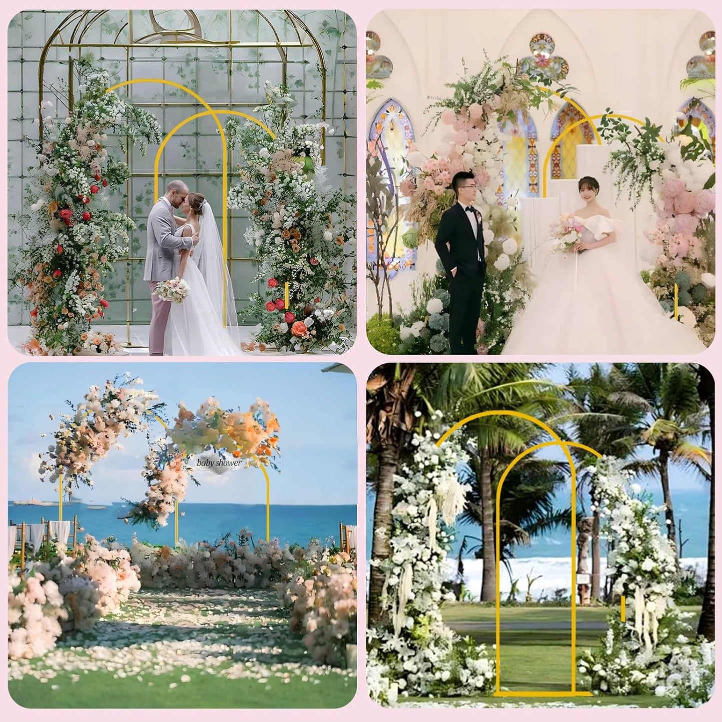 Bazen Wedding Arch Backdrop Stand 7.2FT, 6.6FT Set of 2 Metal Arch Backdrop Stand for Birthday Party Wedding Ceremony Bridal Baby Shower Banquet Party Event Decor