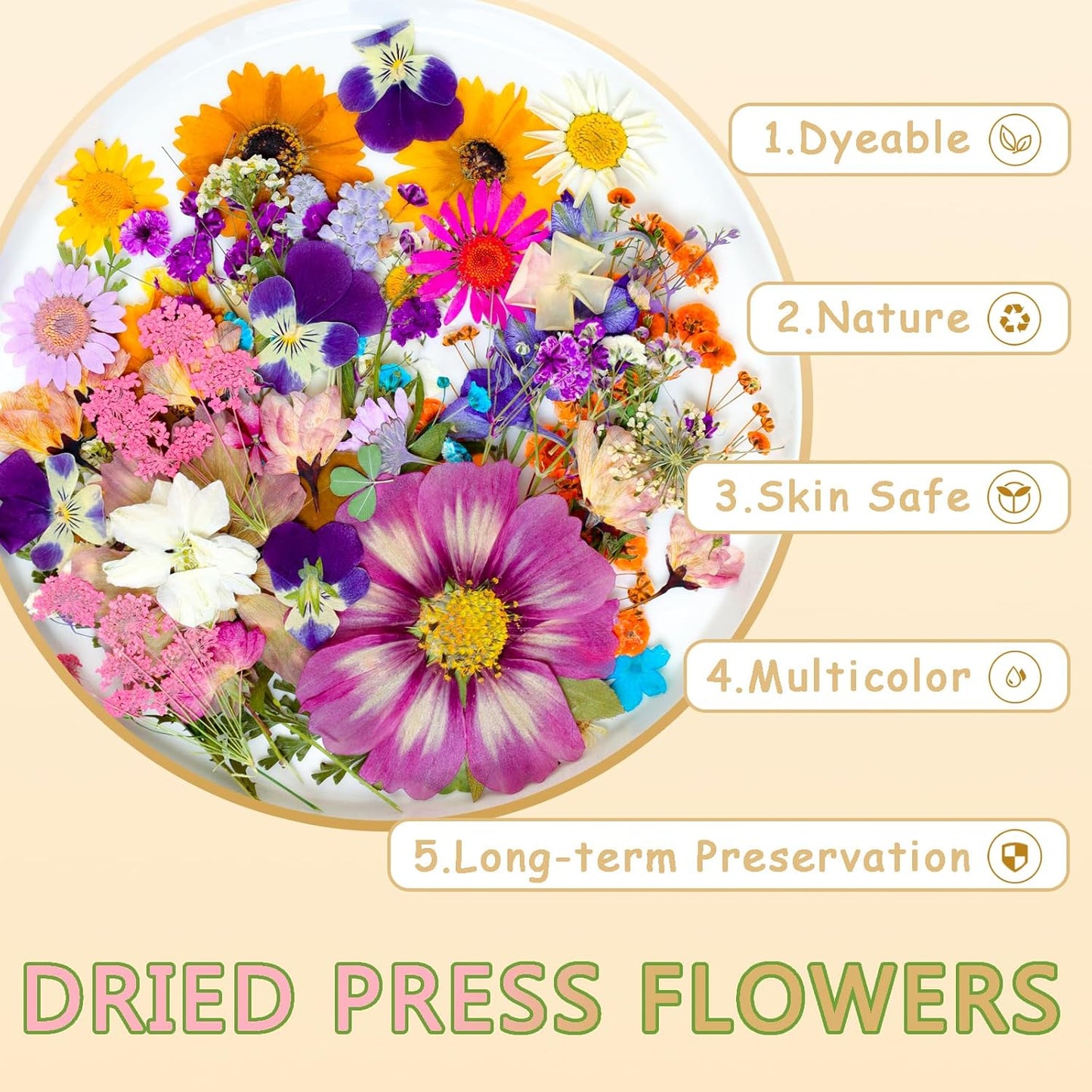 Dried Pressed Flowers for Resin Mold Dry Flower Real Leaves Bulk with Tweezers Natural Herbs Kit for Scrapbooking DIY Art Crafts Candle Jewelry Making Nails Floral Decoration