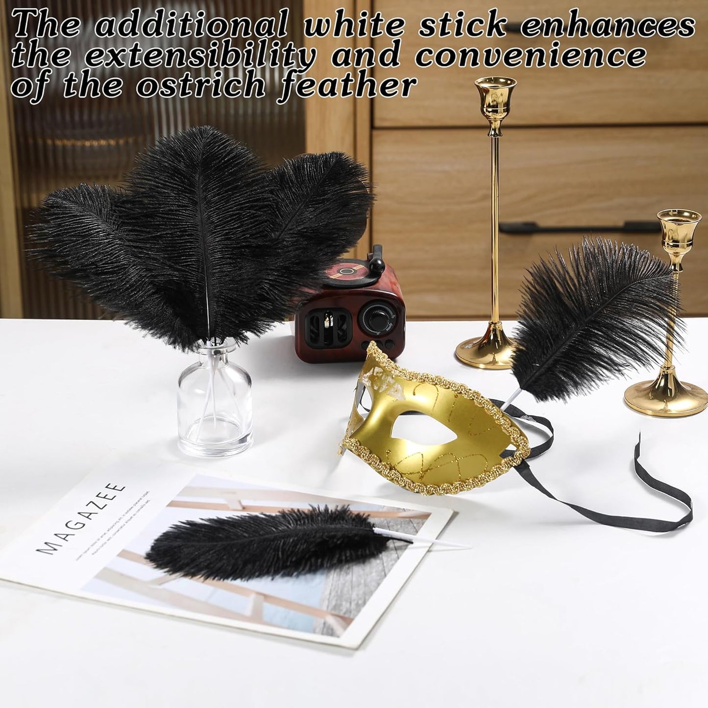 SOGUGOM Black Craft Ostrich Feathers - 30PCS 8-10 inch Ostrich Feathers Kit for Centerpieces, Kindergarten Crafts, Dream Catchers and DIY Projects(Black)