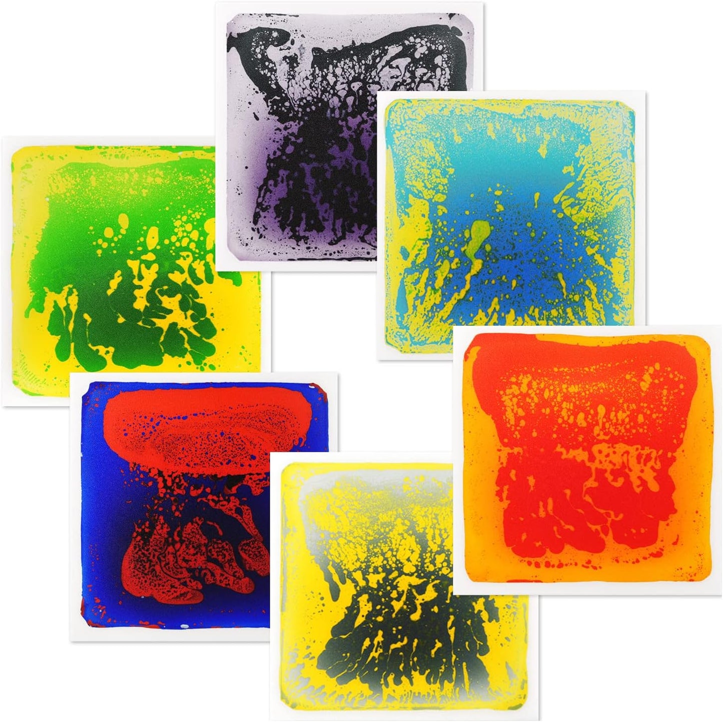 Art3d Liquid Sensory Floor Activity Tiles, 11.8"x11.8" Square, Multicolor, 6 Tiles
