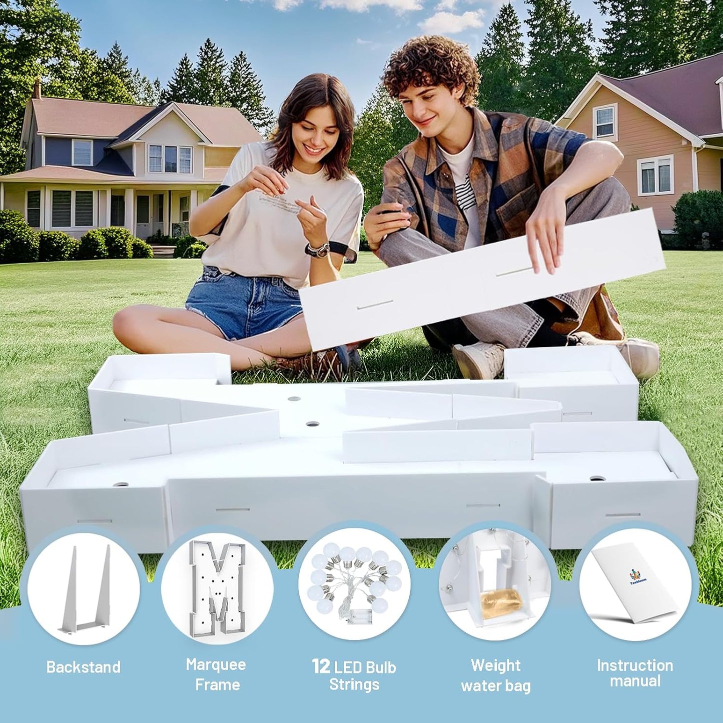 4FT Marquee Light Up Letters M,Party Decoration Large Marquee Light Up Letters with Weighted Water Bag,Pre-cut Foam Board Set Can Be Used for Birthdays,Weddings,Baby Anniversaries