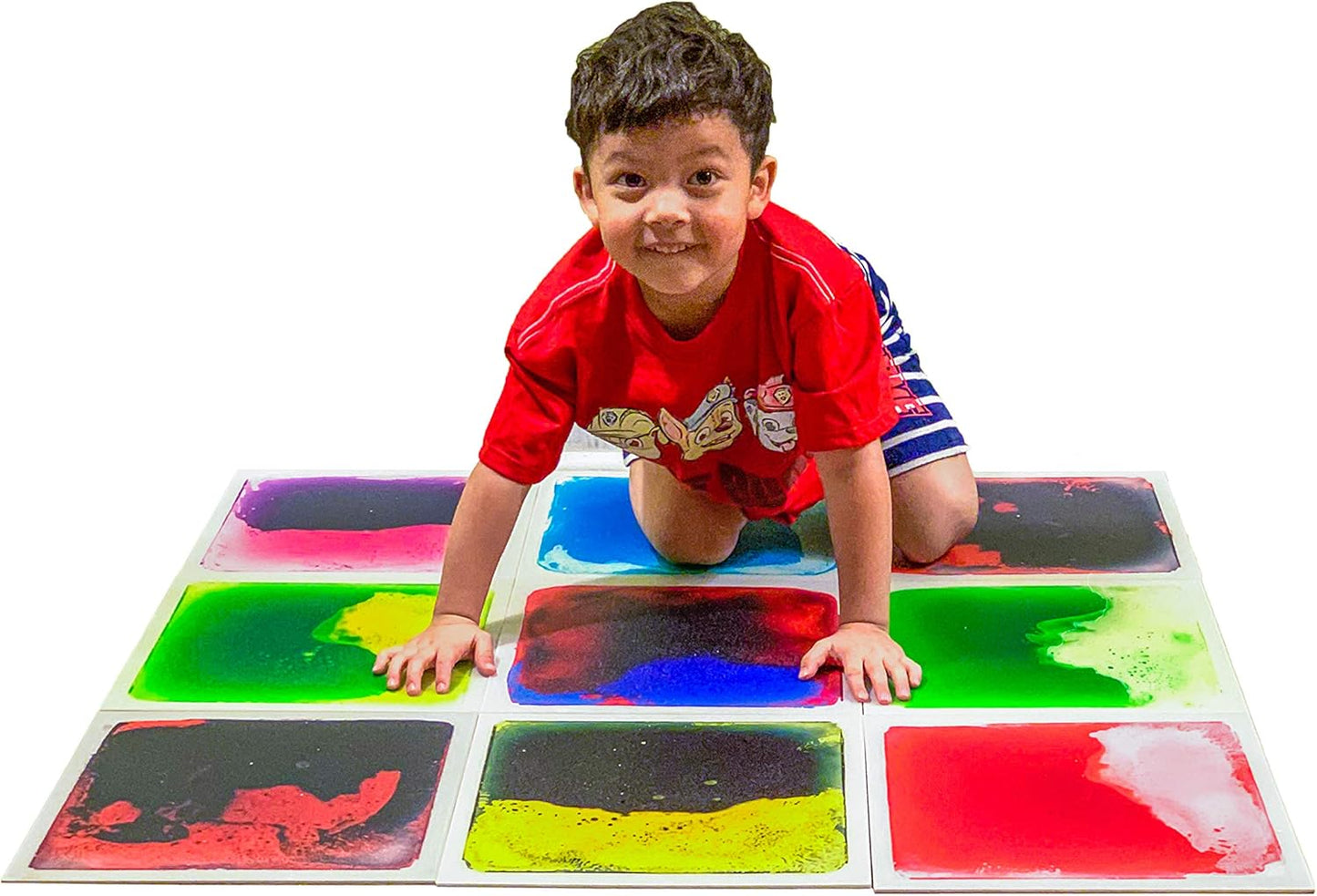 Art3d 10-Tile Sensory Room Tiles Multi-Color Liquid Encased Floor Playmat Kids Play Floor Tiles, 19.7" Large Tile 27 Sq.Ft