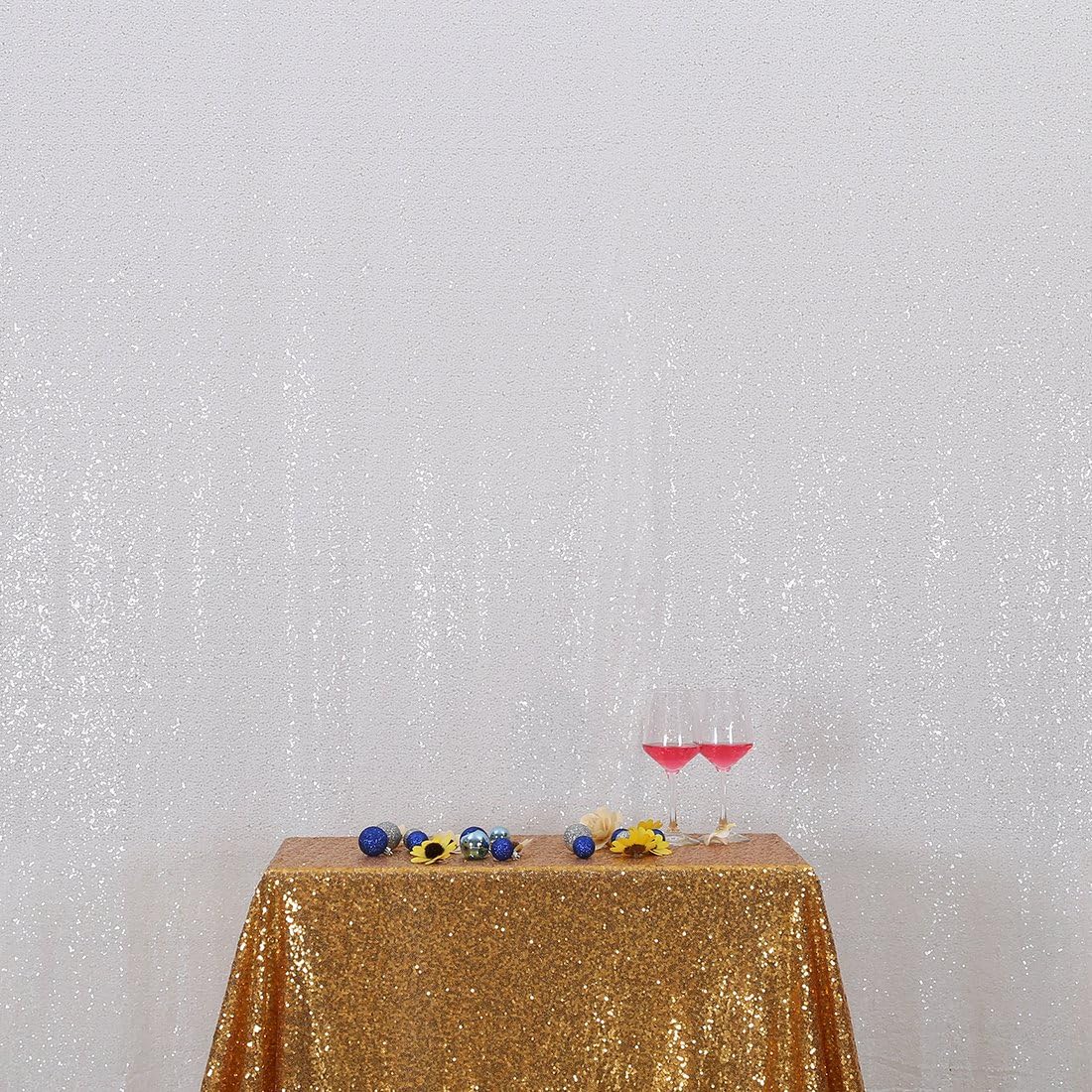 Poise3EHome White Sequin Backdrop,6FT x 8FT Sequin Photography Backdrop Curtain for Party Decoration