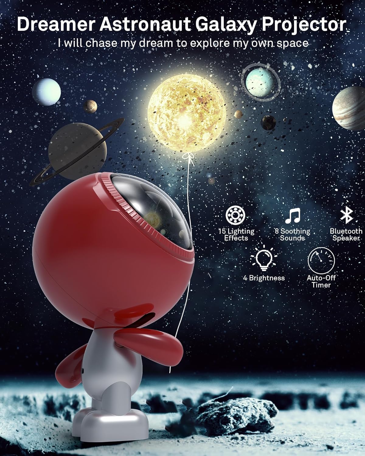 AIRIVO Astronaut Galaxy Projector, Star Projector for Bedroom, Robot Galaxy Projector Night Light for Kids, Bluetooth Speaker Ceiling Projector, Room Decor Gifts for Adults, Teens, Christmas