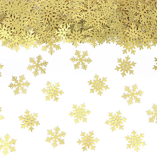 200PC Gold Foil Paper Snowflakes Confetti Christmas Party Table Decorations Snowflake For DIY Crafts For Winter Holiday Wedding Birthday Baby Shower Party Supplies