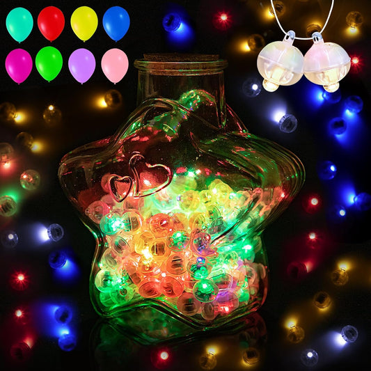 ZGWJ 100Pcs Balloon Lights with Lanyard, 5 Mix Colors Balloons Light for Party Paper Lantern Decorations, Easter Eggs Birthday Wedding Halloween Christmas Decoration - Mix Color
