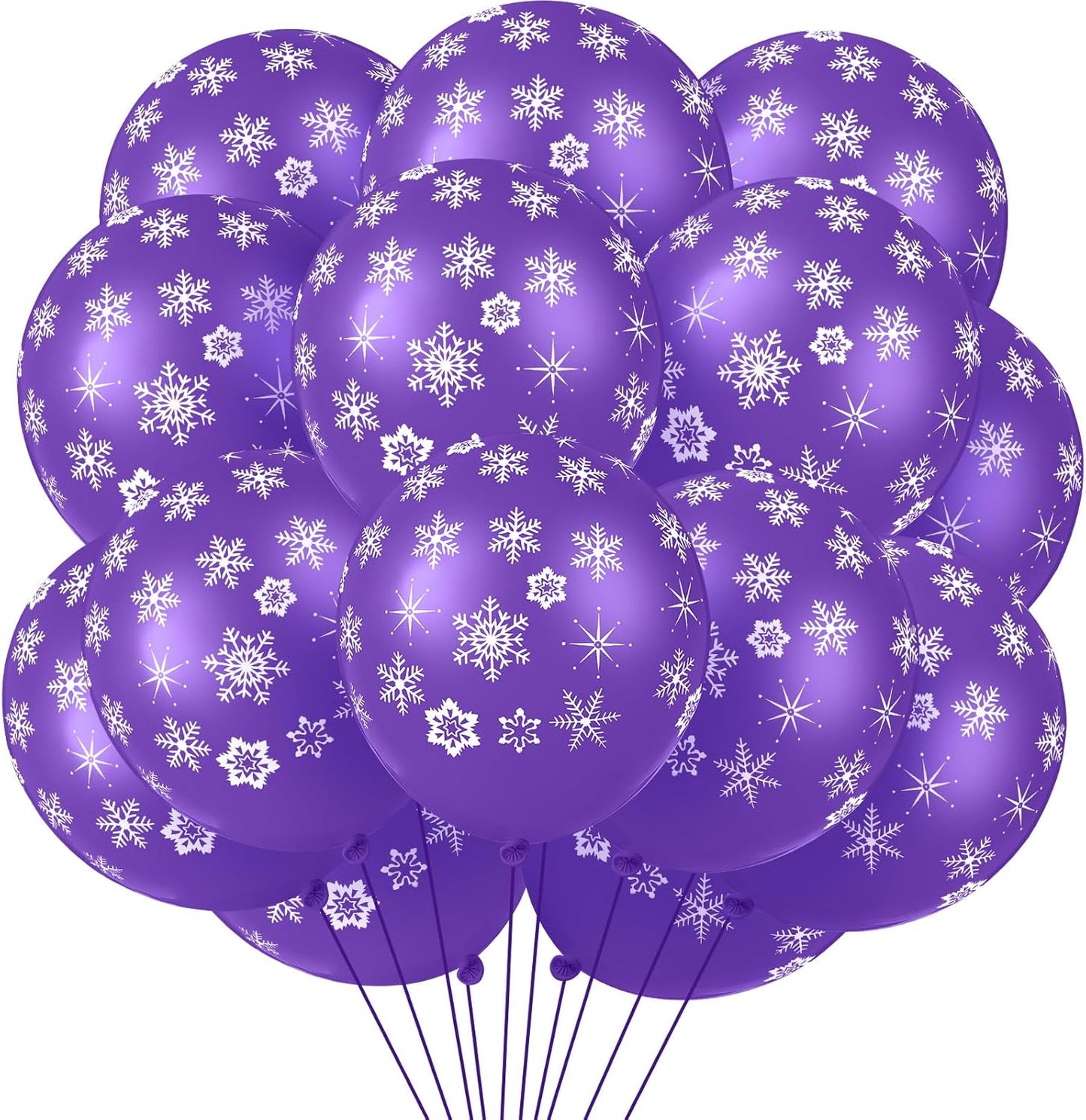Skylety 40 Pieces Snowflake Balloons Bulk Winter Transparent Snowflake Latex Balloons for Christmas Birthday Wedding Party Decorations(Purple)