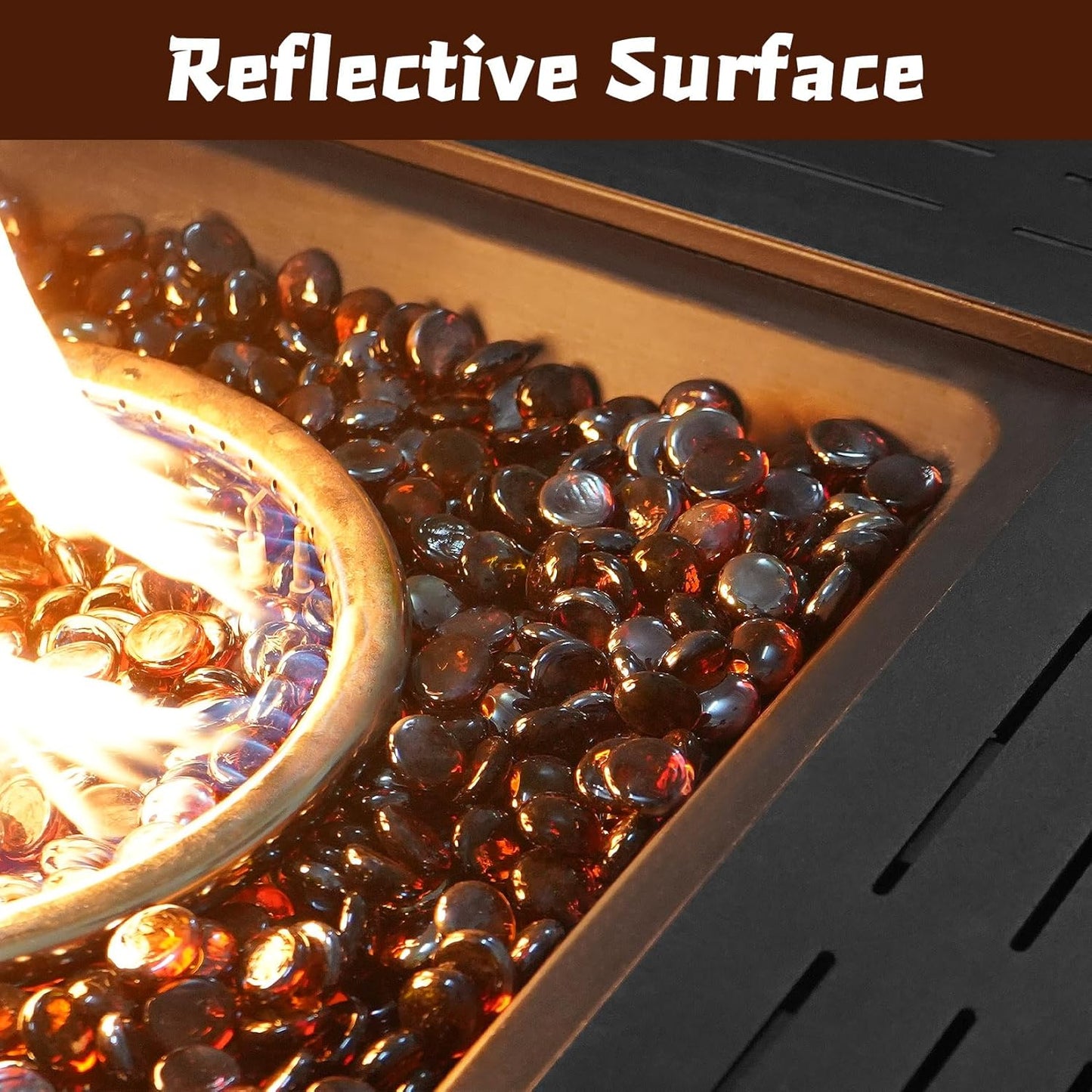 20 Pounds Firepit Glass, 3/4 Inch Glass Beads, Rocks for Fire Pit Table, Fireplace and Fire Bowl, Round FirePit Beads, Amber