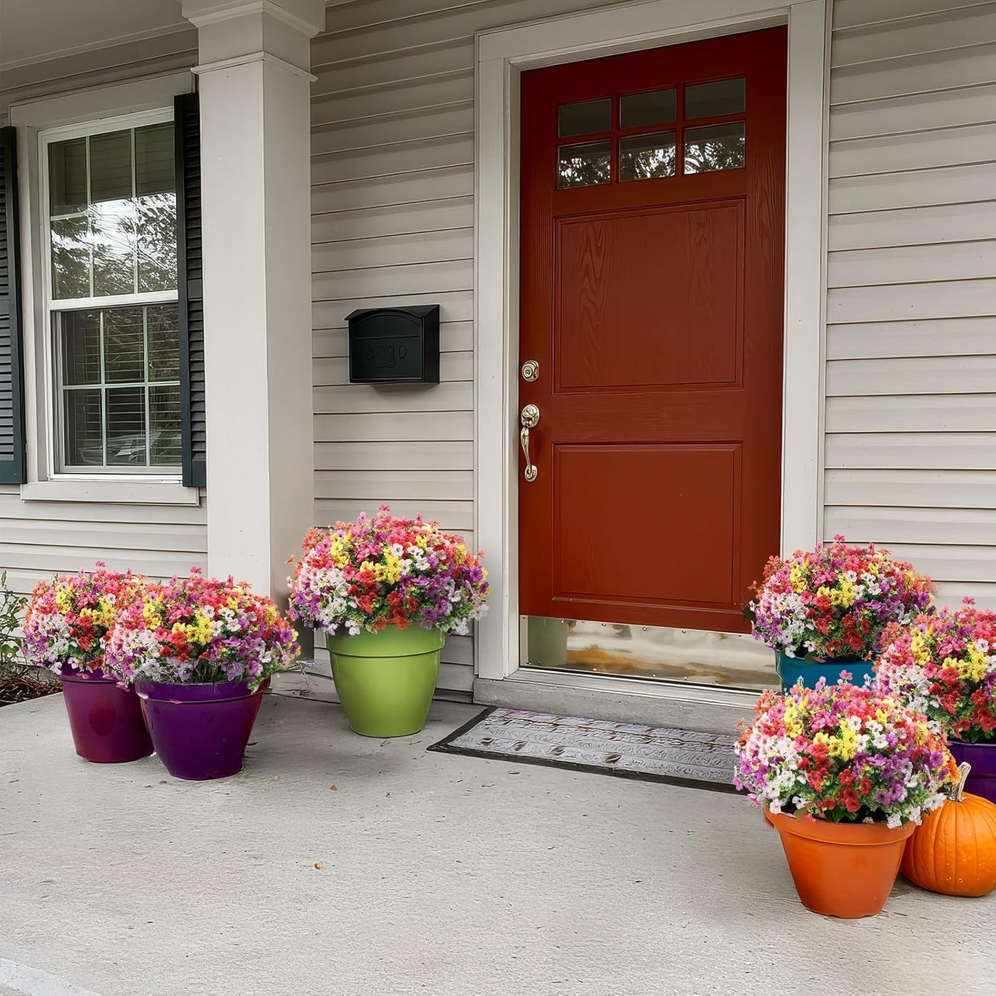 Artificial Flowers for Outdoors 24 Bundles, UV Resistant Colorful Fake Silk Flower Outdoor Planter Garden Decor Indoor Decorations