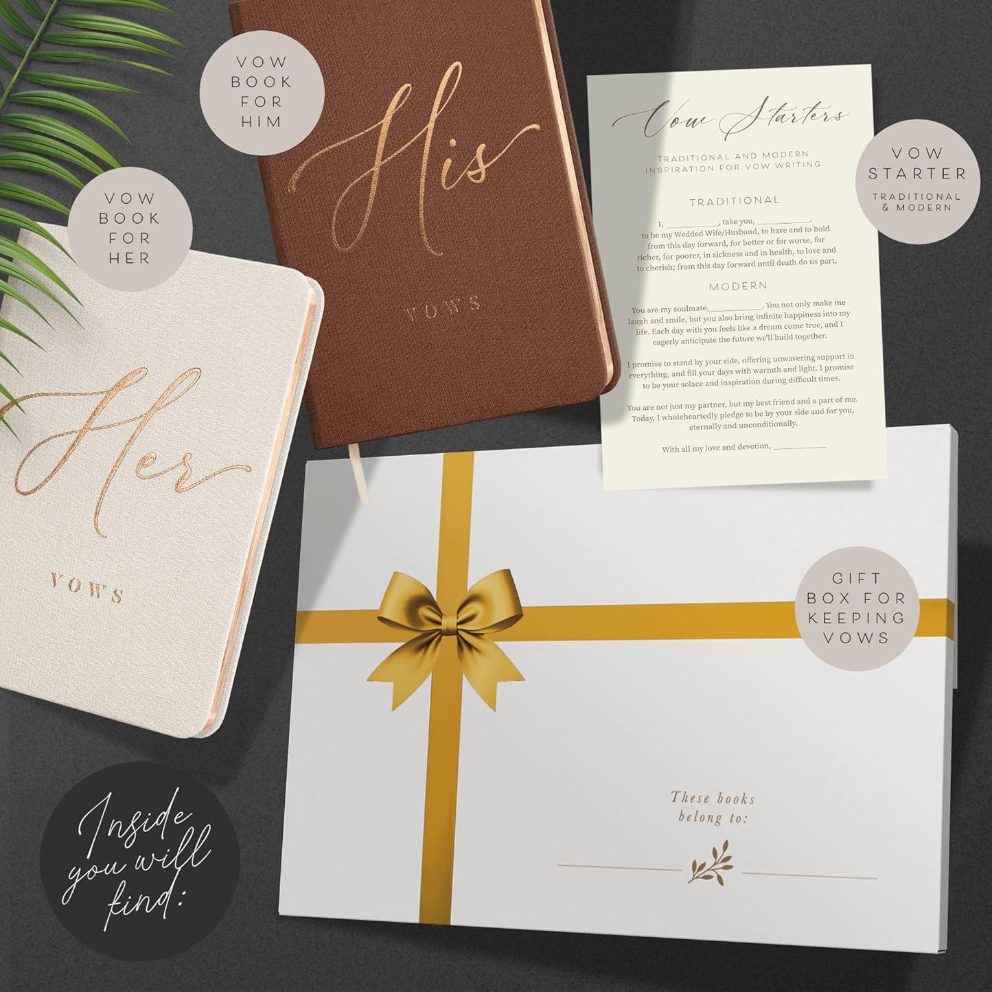 Vow Books His and Hers - Linen Wedding Vow Books Perfect as Bride & Groom Gifts, Wedding Registry Ideas - His & Hers Gifts Wedding Vow Book - Wedding Essentials & Accessories [Ivory & Terracotta]