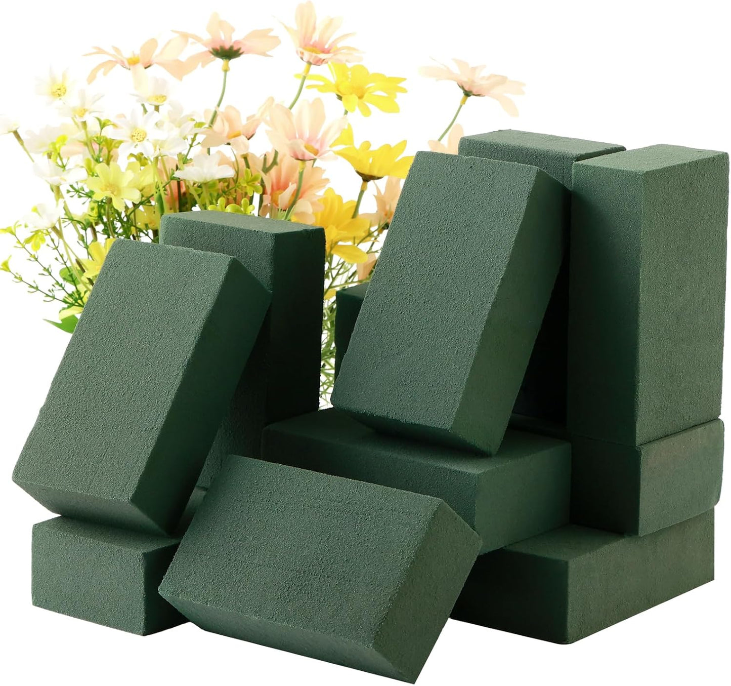 12 Pcs Floral Foam Blocks for Fresh & Artificial Flowers, 5.5" L x 3.1" W x 1.7" H Wet & Dry Green Flower Foam for Indoor Outdoor Floral Arrangements, Foam Bricks for Wedding, Birthdays, Home Décor