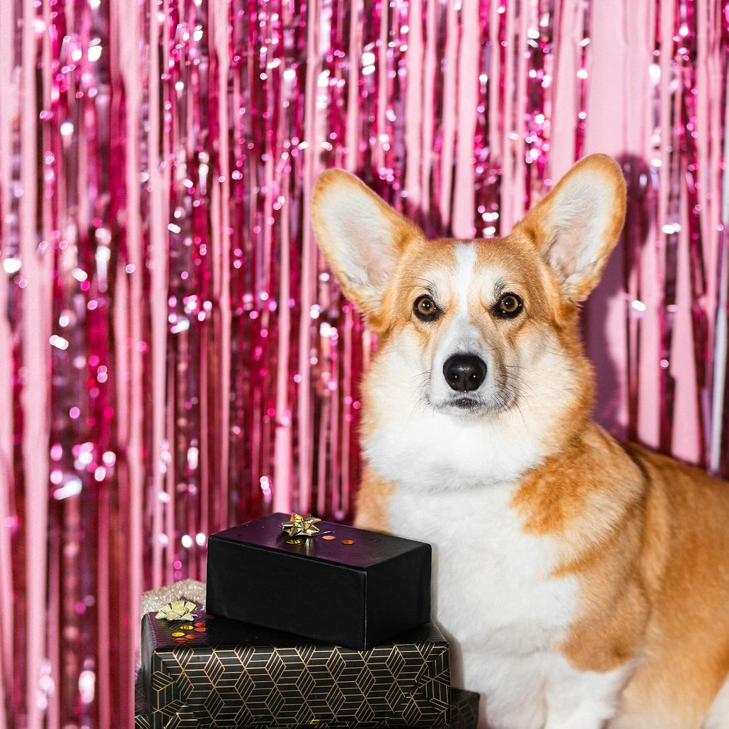 5 Pack Pink Fringe Foil Curtain 3.2ft x 8.2ft Tinsel Backdrop Streamers for Birthday Party Decoration Wedding Christmas Decoration