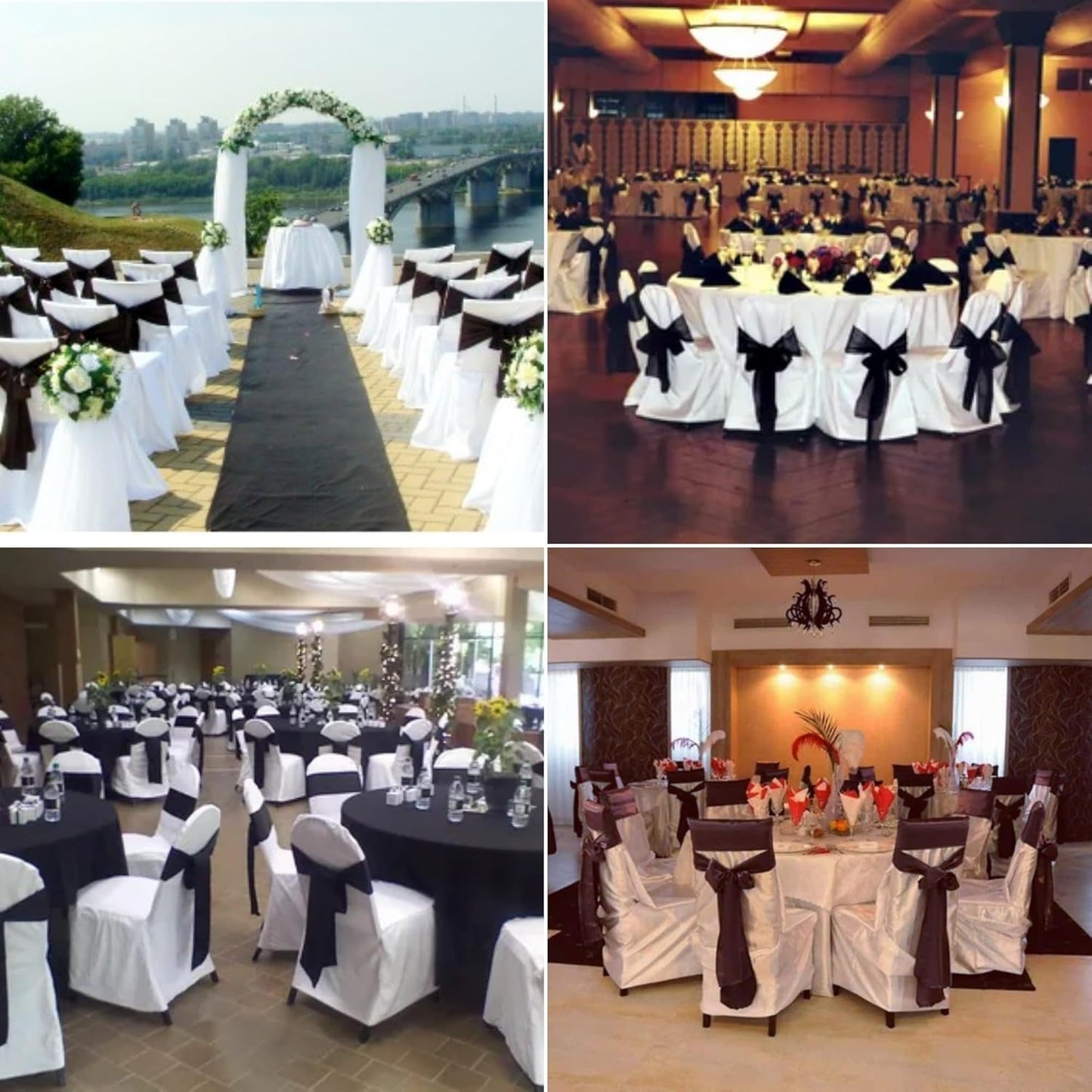 100 PCS Satin Chair Sashes Decorative Bow Satin Chair Sashes Ties Back Ribbon Bows Chairs Cover Band for Wedding Party Ceremony Reception Events Banquet Restaurant Home Kitchen Decor(7x108inch,Black)