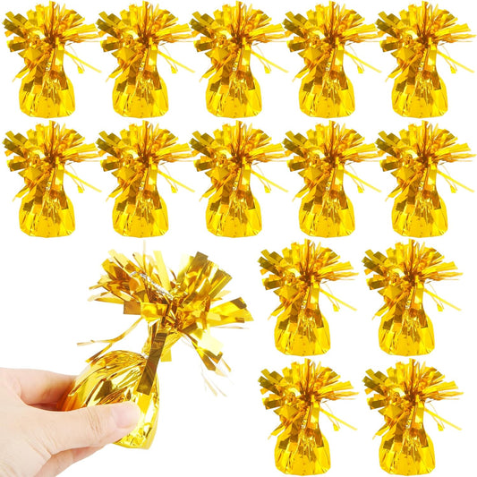15 Pack 4.7 Inchc Metallic Foil Wrapped Balloon Weights Heavy Weight Balloon Holders for Birthday Wedding Graduation Baby Shower Party