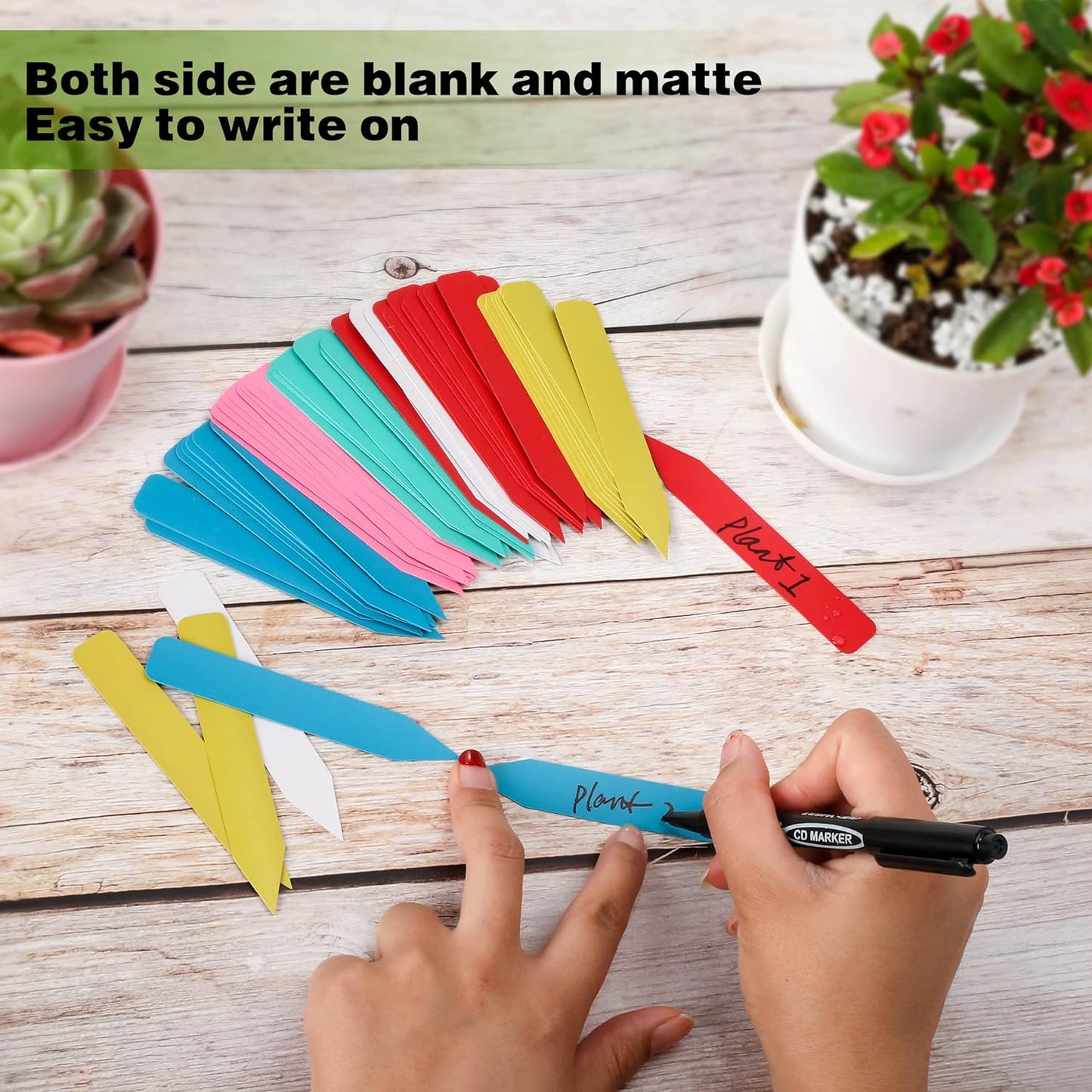 Plant Labels 300Pcs 4 Inch Plastic Plant Name Tags for Seedlings Garden Labels Markers Nursery Plant Tags Seed Labels for Outdoor Garden Plant Label Stakes with Permanet Marking Pen (Mix-Color)