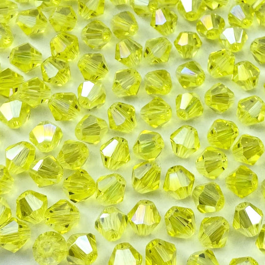 100pcs 8mm Bicone Crystal Glass Beads Loose Spacer Beads Faceted Craft Beads for Jewelry Making DIY Necklace Bracelet Earring Wind Chimes Suncatchers Ornamen(Lemon Yellow AB)