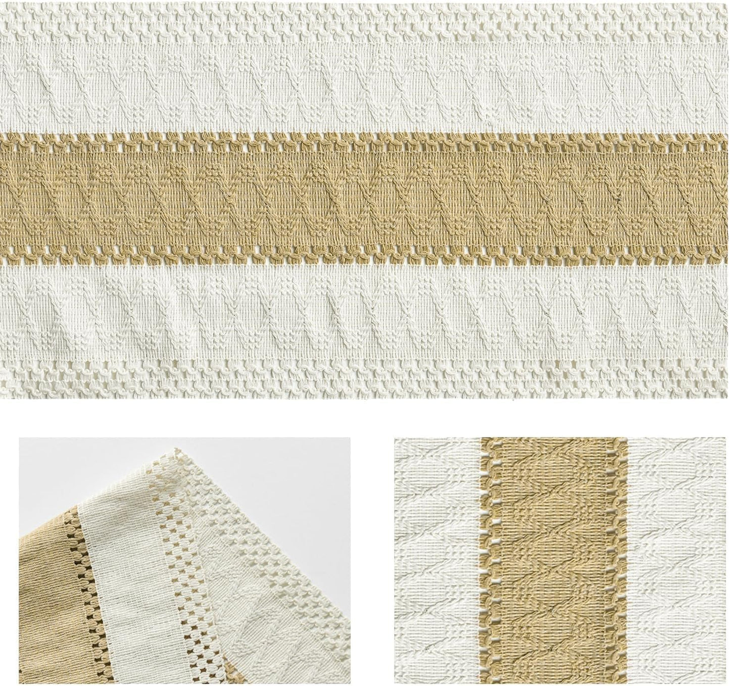 Artoid Mode Burlap Brown Farmhouse Rustic Table Runner, Seasonal Holiday Hollow Kitchen Dining Table Decoration for Home Party Decor 12x108 Inch