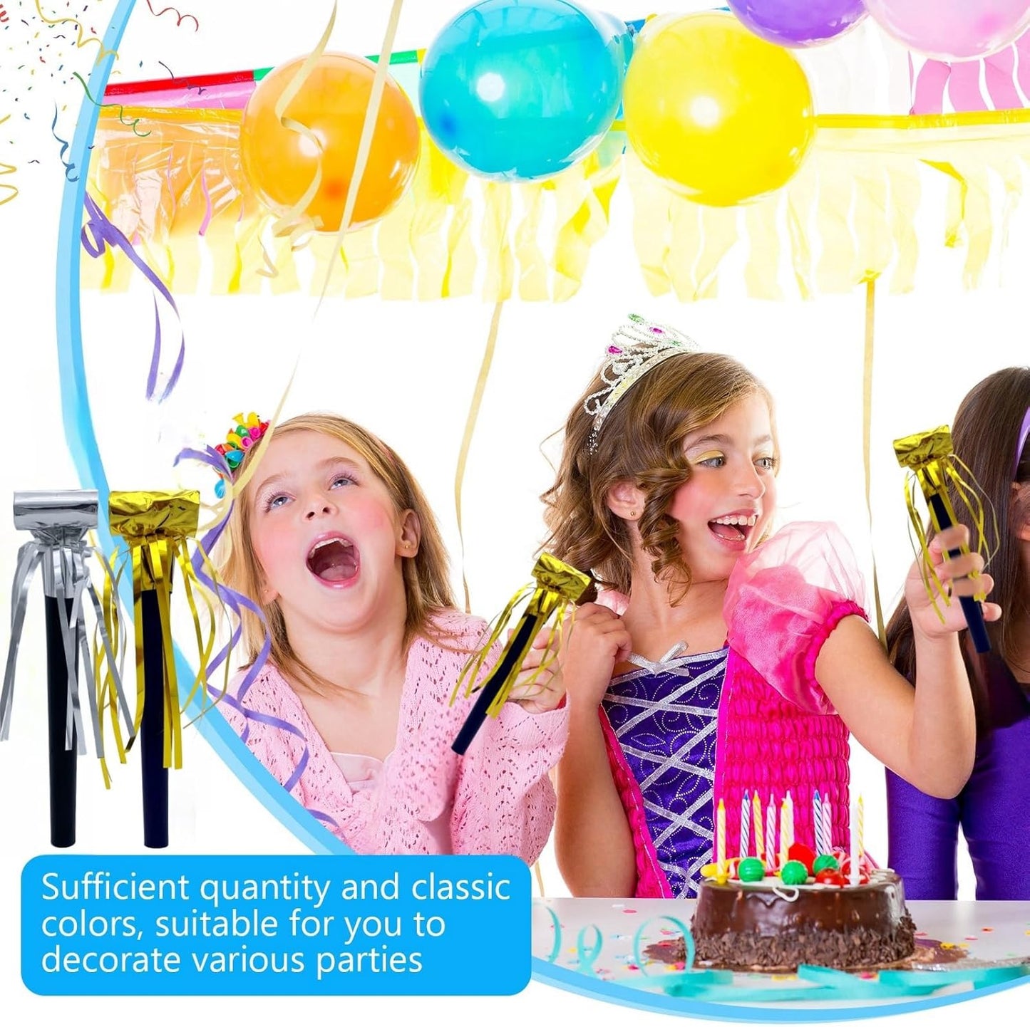 48 Pieces Party Squawkers Christmas Party Blowers Noise Makers for New Year Party Favor Supplies, Silver, Gold