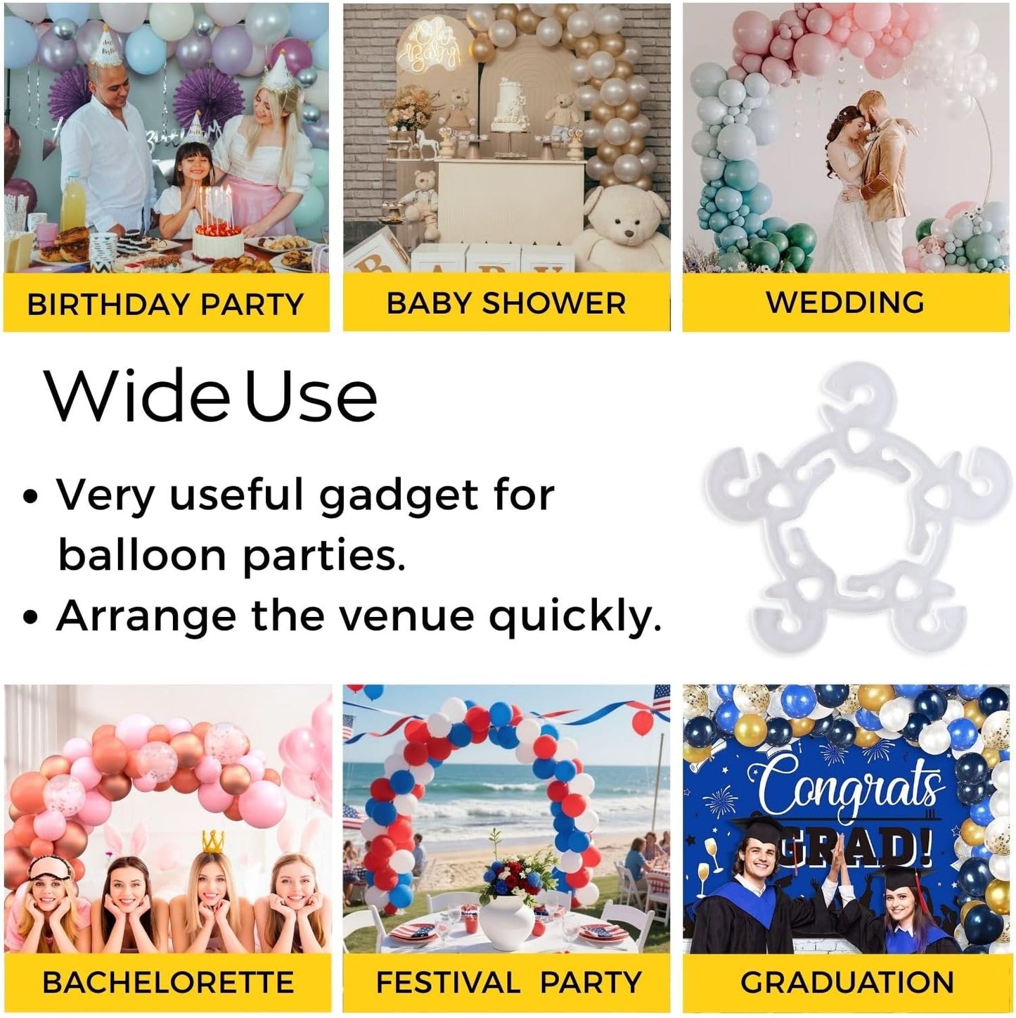 60 PCS Balloon Clips, Balloon Arch Clips, Balloon Connectors Clip Holders for Decor Balloon Arch Column Stand Garland Birthday Wedding Baby Shower Party Decorations