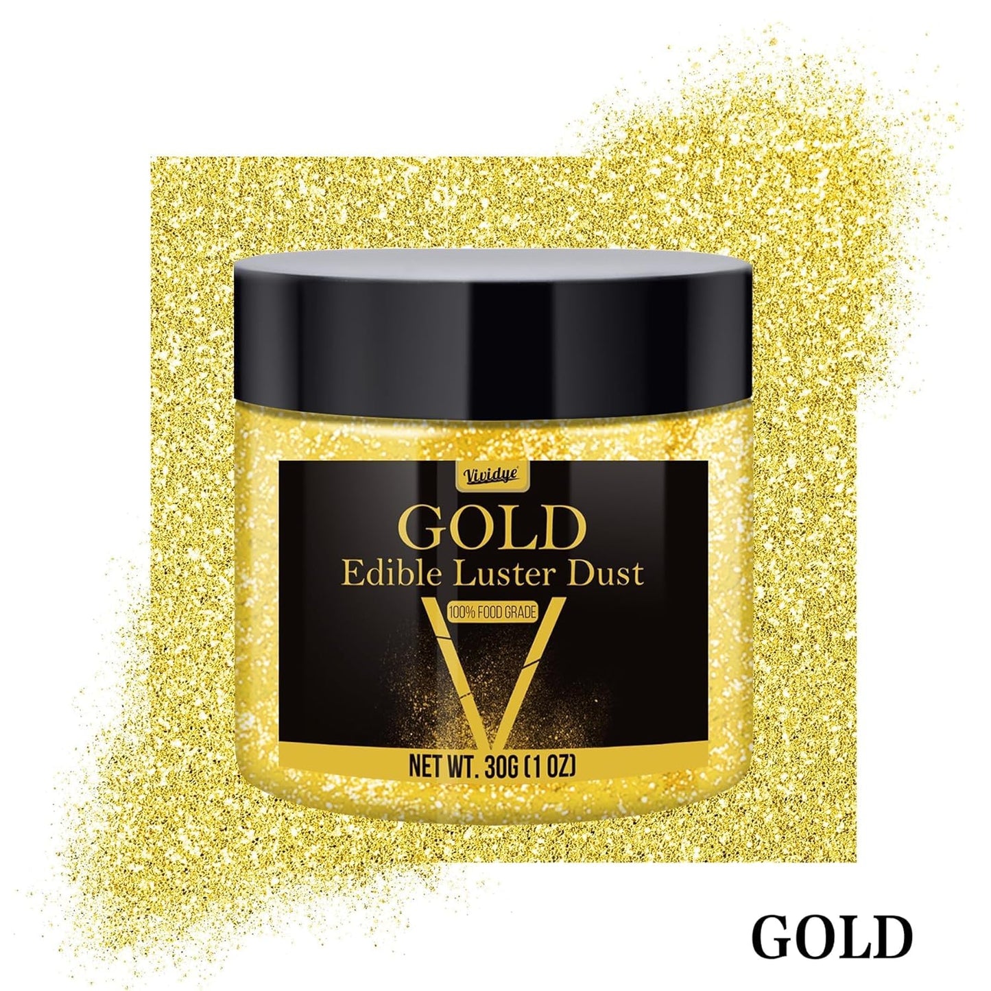 Edible Glitter - 30g / 1oz Luster Dust Edible Glimmer Powder for Sparkling Drinks, Foods, Wine, Cake - Food Grade Shimmer Dust Powder for Baking, Beverage, Cookies Decoration