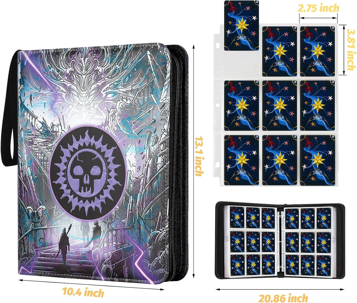 Card Binder for MTG Cards, Premium 9 Pocket Card Binder for Trading Cards, 720 Double Sided Pocket Collector Card Album for Standard Cards,Card Collection Folder for YGO/PTCG/Game Cards (Purple Print)