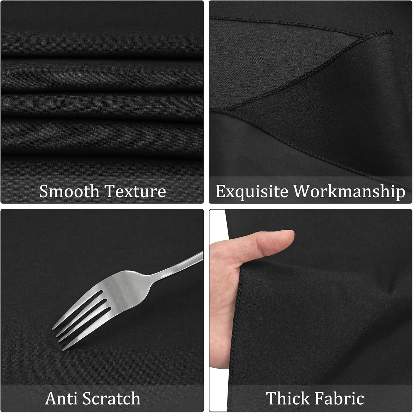 8 Pack Round Tablecloth 70 Inch Black Round Table Covers Bulk Washable Polyester Fabric Table Clothes for Wedding Party Reception Banquet Buffet Restaurant (Black, 70 Inch)