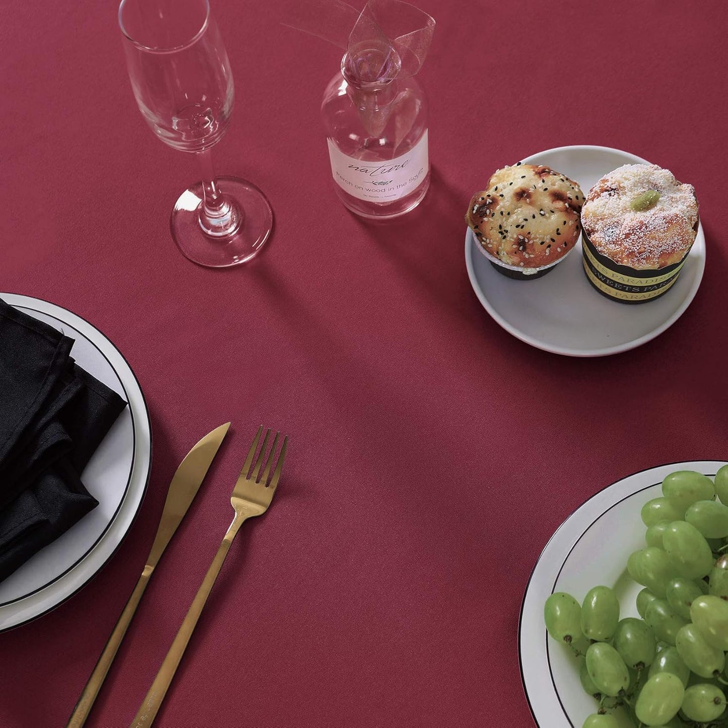 Rectangle Tablecloth 90x132 inch Washable Polyester Fabric Table Cloth for Wedding Party Dining Banquet Decoration（90x132, Burgundy）