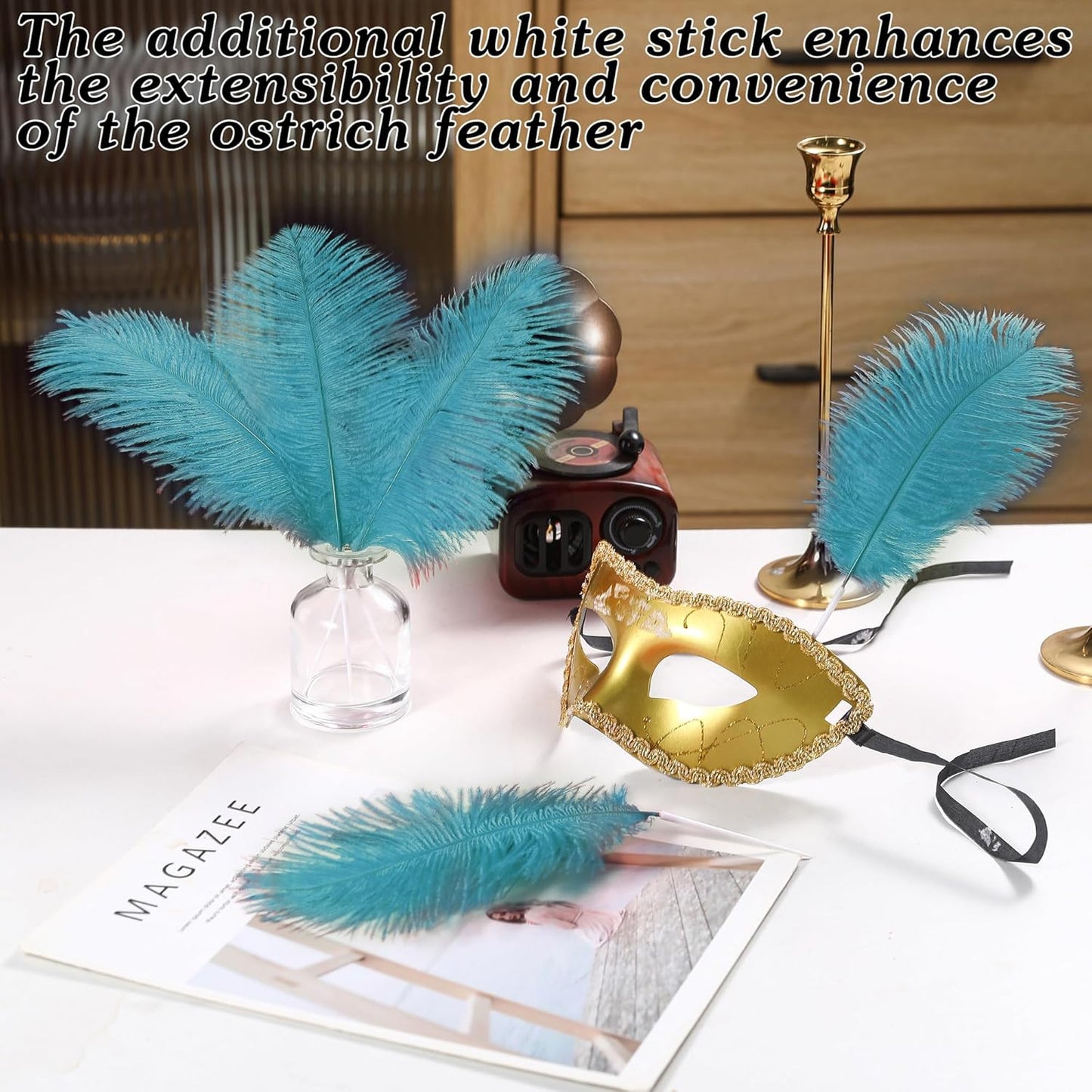 SOGUGOM Turquoise Craft Ostrich Feathers - 30PCS 6-8 inch Ostrich Feathers Kit for Centerpieces, Kindergarten Crafts, Dream Catchers and DIY Projects(Turquoise)