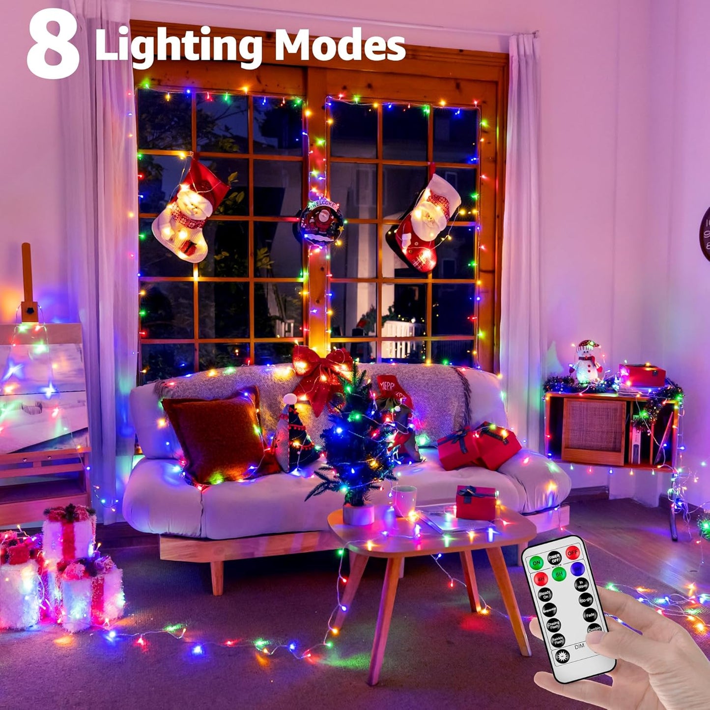 328 FT 1000 LED Christmas Lights Outdoor, 8 Lighting Modes String Lights with Remote, Christmas Light for Outside Wedding Party Classroom Holiday Decor(Multicolor)