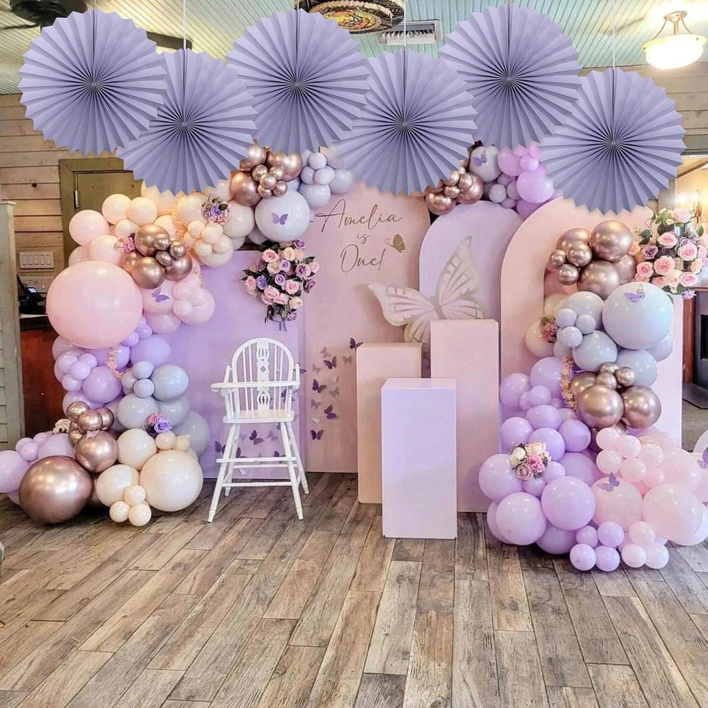 Purple Birthday Decorations,DIY Purple Paper Fans Hanging Decoration ,Party Decorations for Adults 16in,Little Mermaid Party Decor,Baby Shower Decorations 30 Color DIY Set (Light Purple)