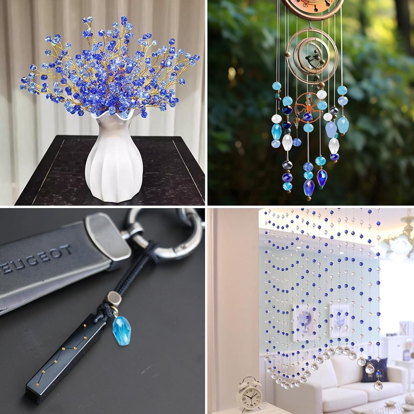 Glass Beads for Jewelry Making -800PCS Blue Crystal Beads for Bracelet Making Kit, Assorted Round Rondelle Gemstone Beads for DIY Crafts,Friendship Bracelets（Blue）