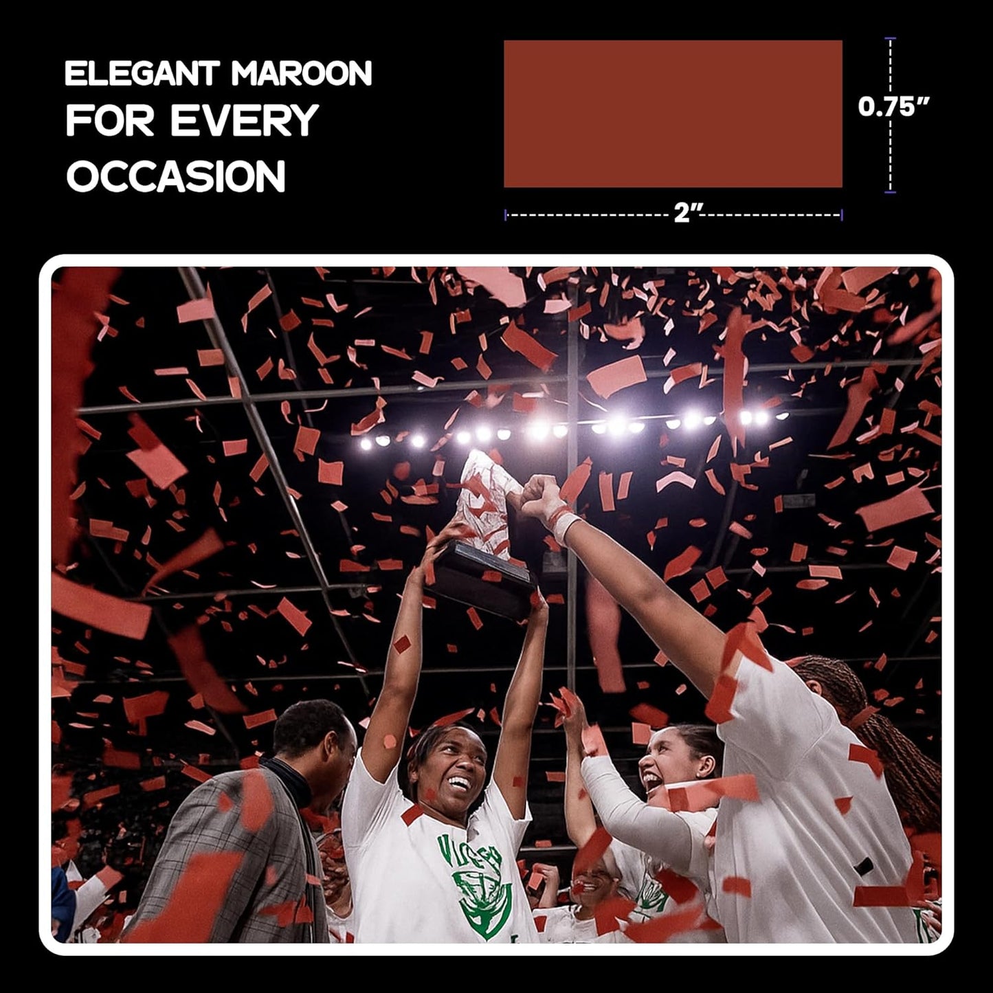 Maroon Biodegradable Confetti - Rectangular Flame-Resistant and Slow-Falling Tissue Paper Confetti for Cannon and Launcher use – Best for Parties Celebrations - 20 lb, 320 oz