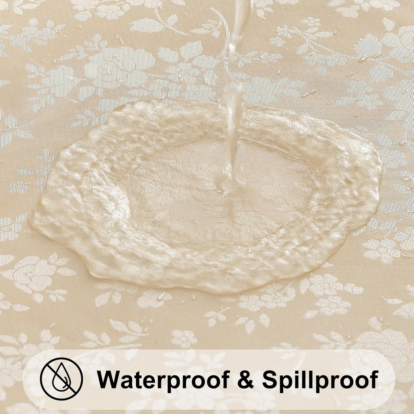 Smiry Rectangle Table Cloth, Waterproof Heavy Duty Vinyl Tablecloths, Wipeable Washable Table Cover for Kitchen and Dining Room (Beige, 60" X 140")