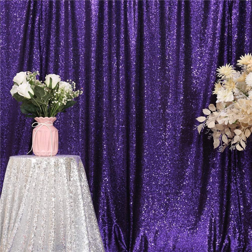 Eternal Beauty Purple Sequin Backdrop, 6x8 Ft Halloween Glitter Background Curtains for Shimmer Photography Party Wedding Birthday Back Drop Decor