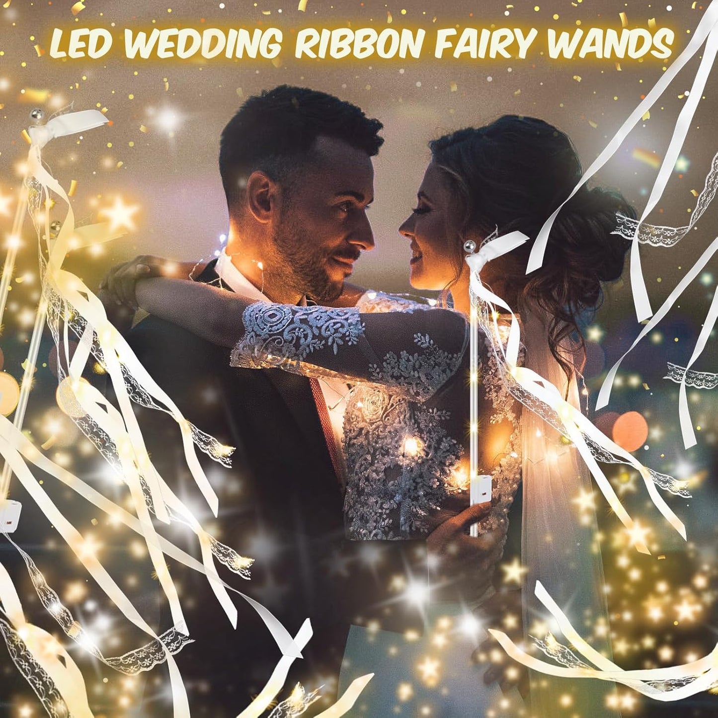 200PCS Light up Wands for wedding, Wedding Wands Streamers with 3 Colorful Flashing Modes, Fairy Wands, LED Silk Fairy Wand with Bells for Wedding, New Year, Thanksgiving, Concert