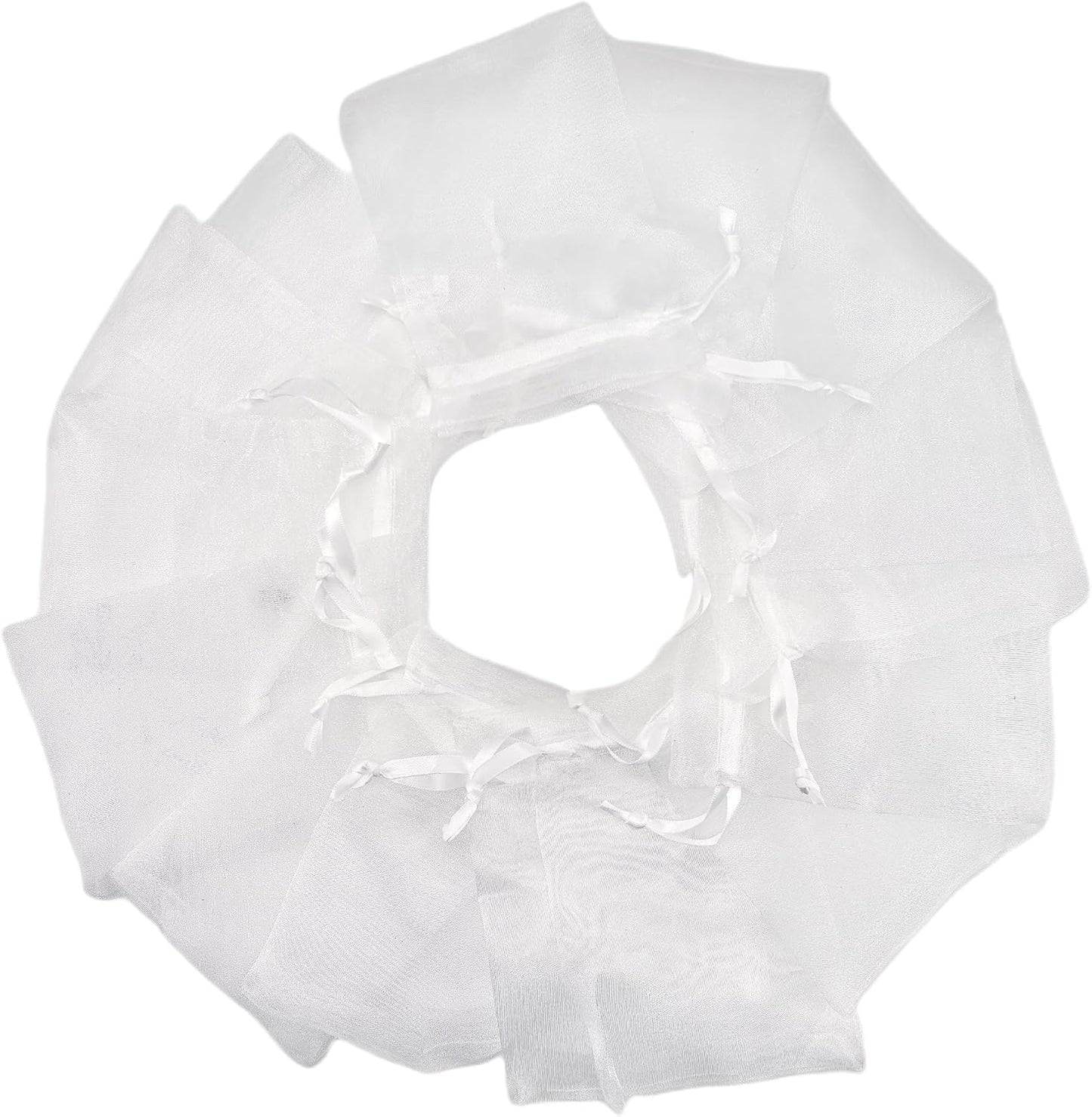 QIANF 20 Pcs 6x9 White Sheer Organza Gift Bags with Drawstring, Goodie Bags Candy Jewelry Mesh Bags Wedding Party Favor Bags Gift Wrapping Supplies