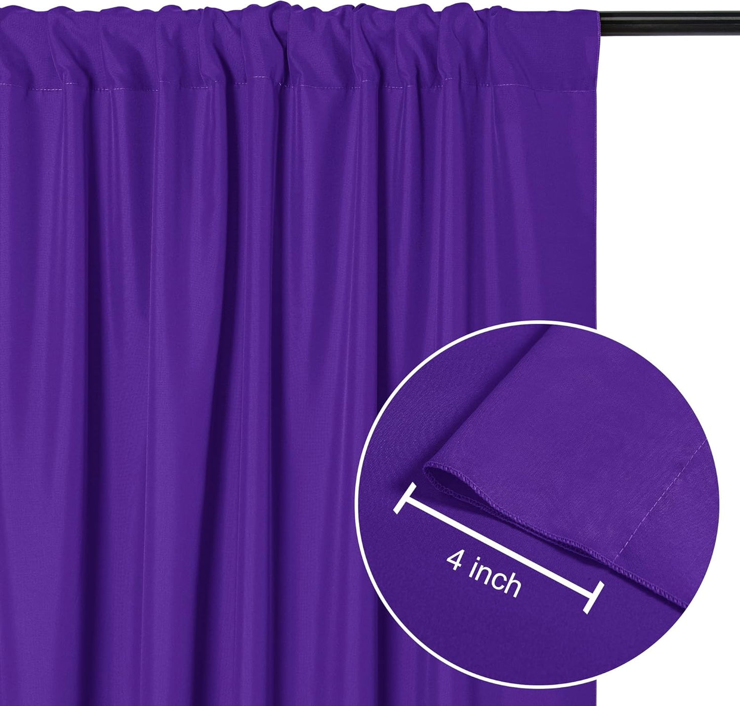 DWCN 10x7 FT Backdrop Curtains for Parties, Photography Backdrop Drapes with Rod Pockets for Wedding Decorations Stage Birthday Family Gatherings, 2 Panels 5ft x 7ft, Purple