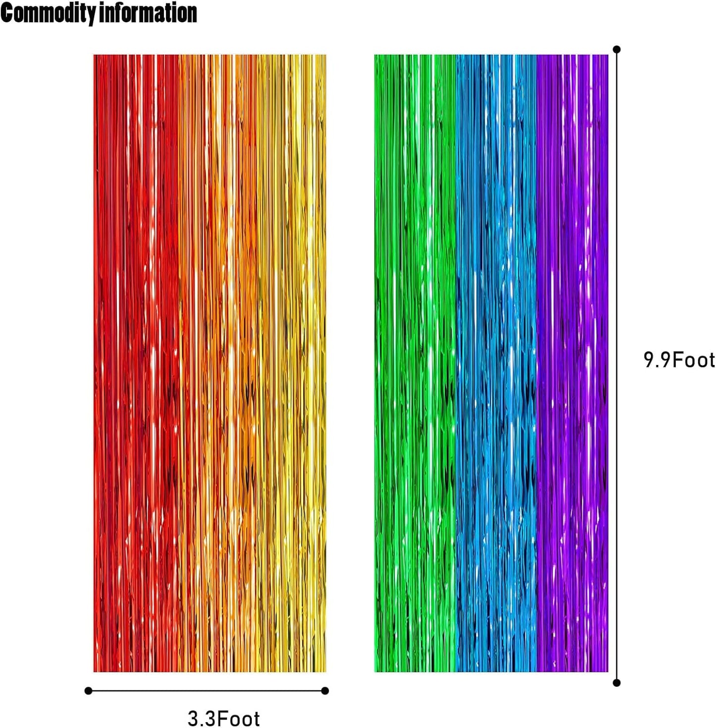 CANREVEL 2 Pack 3.3x8.2 Feet Rainbow Foil Fringe Backdrop Curtains, Tinsel Streamers Birthday Party Decorations, Photo Booth Props Backdrop for Wedding Engagement Bridal Shower Unicorn